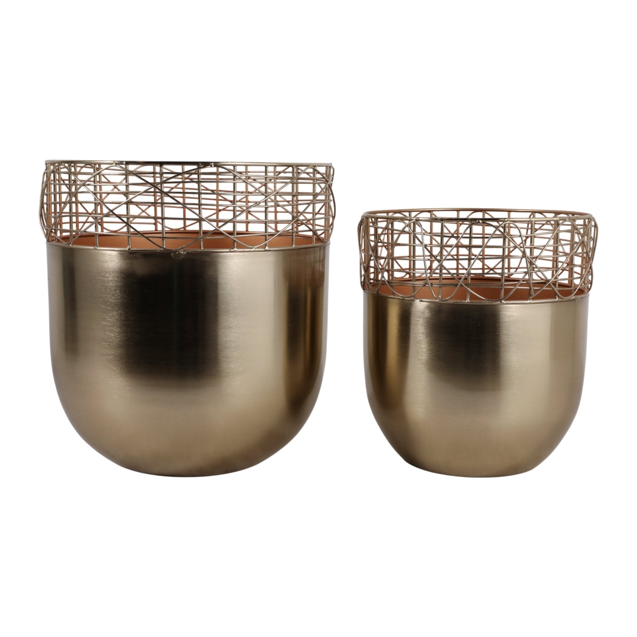 S/2 10/12" Metal Wire Planters, Gold Planter| Sagebrook Home