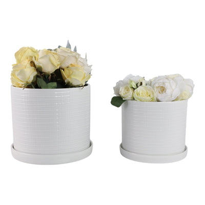 S/2 10/12" Modern Planter, White - Al Rugaib Furniture