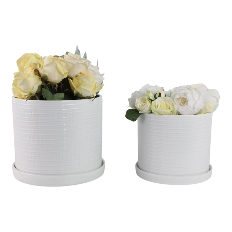 S/2 10/12" Modern Planter, White - Al Rugaib Furniture