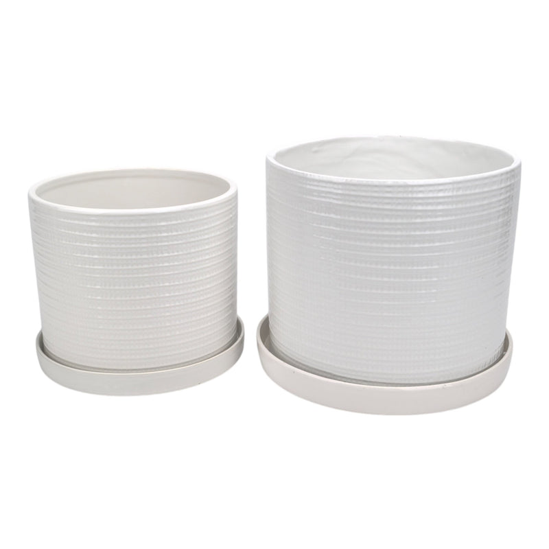 S/2 10/12" Modern Planter, White - Al Rugaib Furniture
