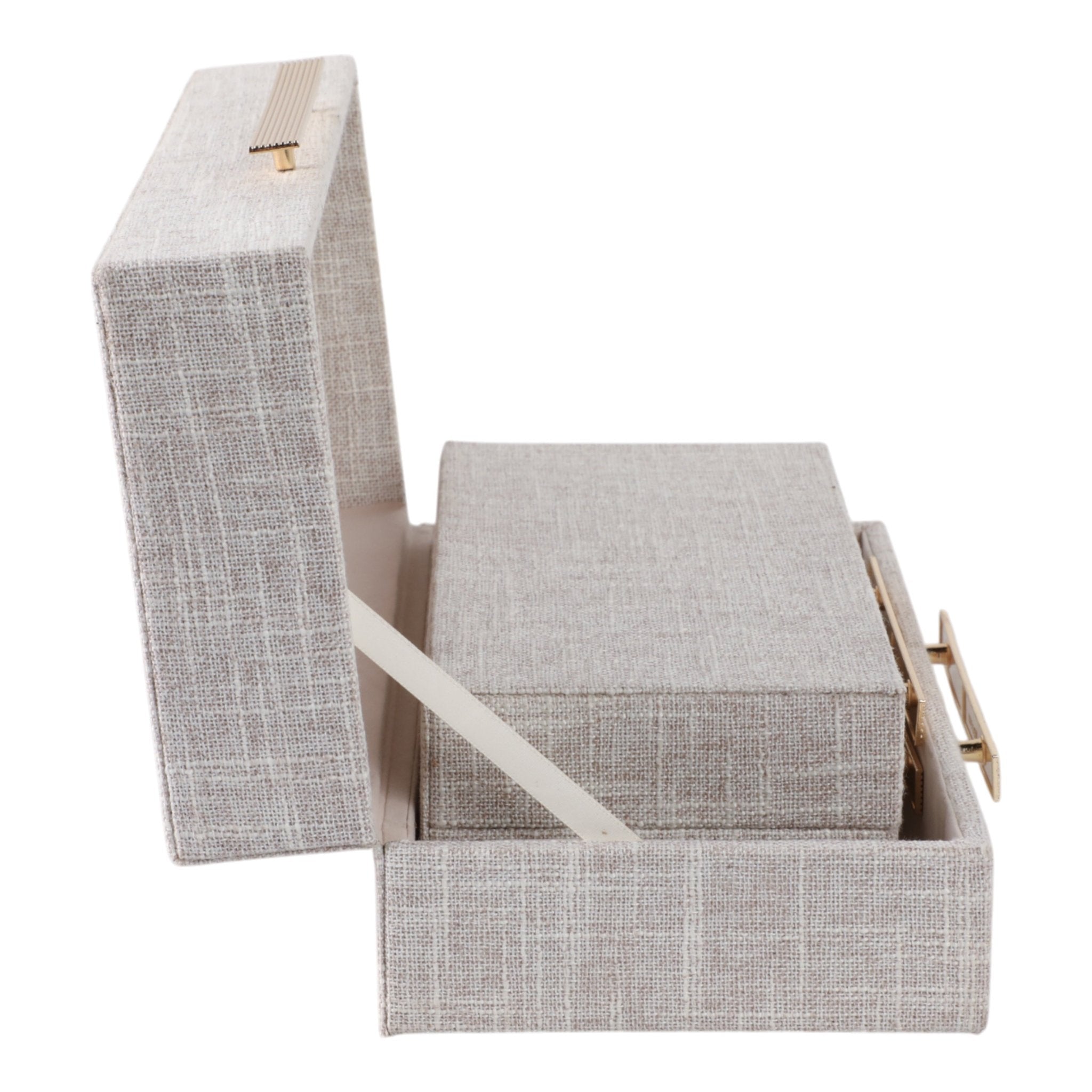 S/2 10/12" RECTANGULAR BOXES DOUBLE HARDWARE, WHT Table Decors| Sagebrook Home