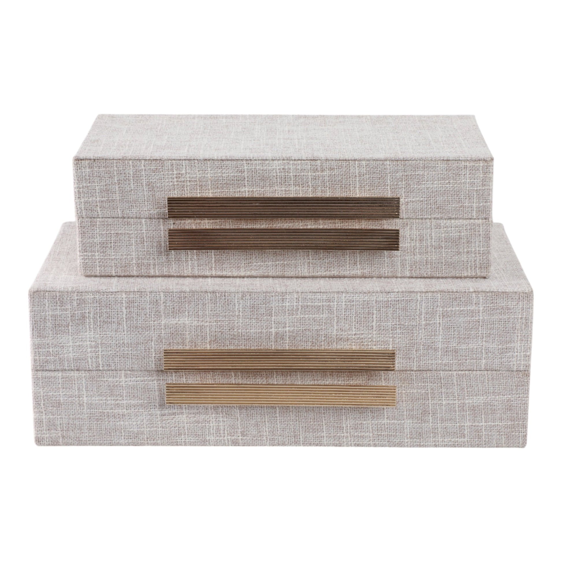 S/2 10/12" RECTANGULAR BOXES DOUBLE HARDWARE, WHT Table Decors| Sagebrook Home