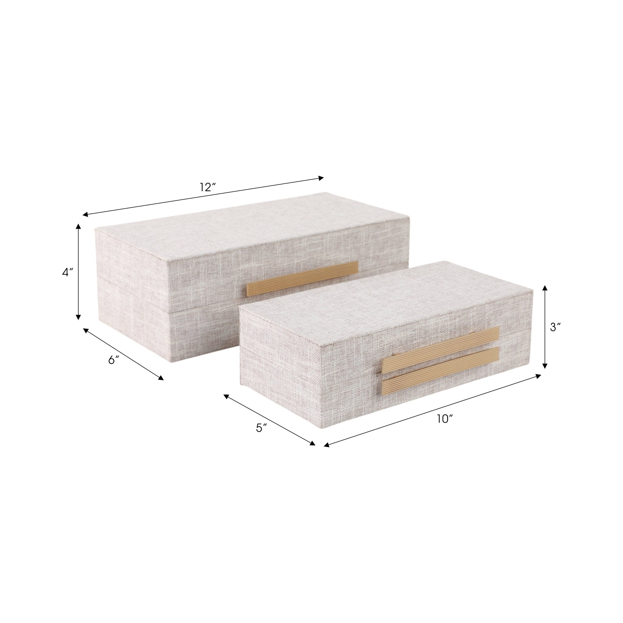 S/2 10/12" RECTANGULAR BOXES DOUBLE HARDWARE, WHT Table Decors| Sagebrook Home