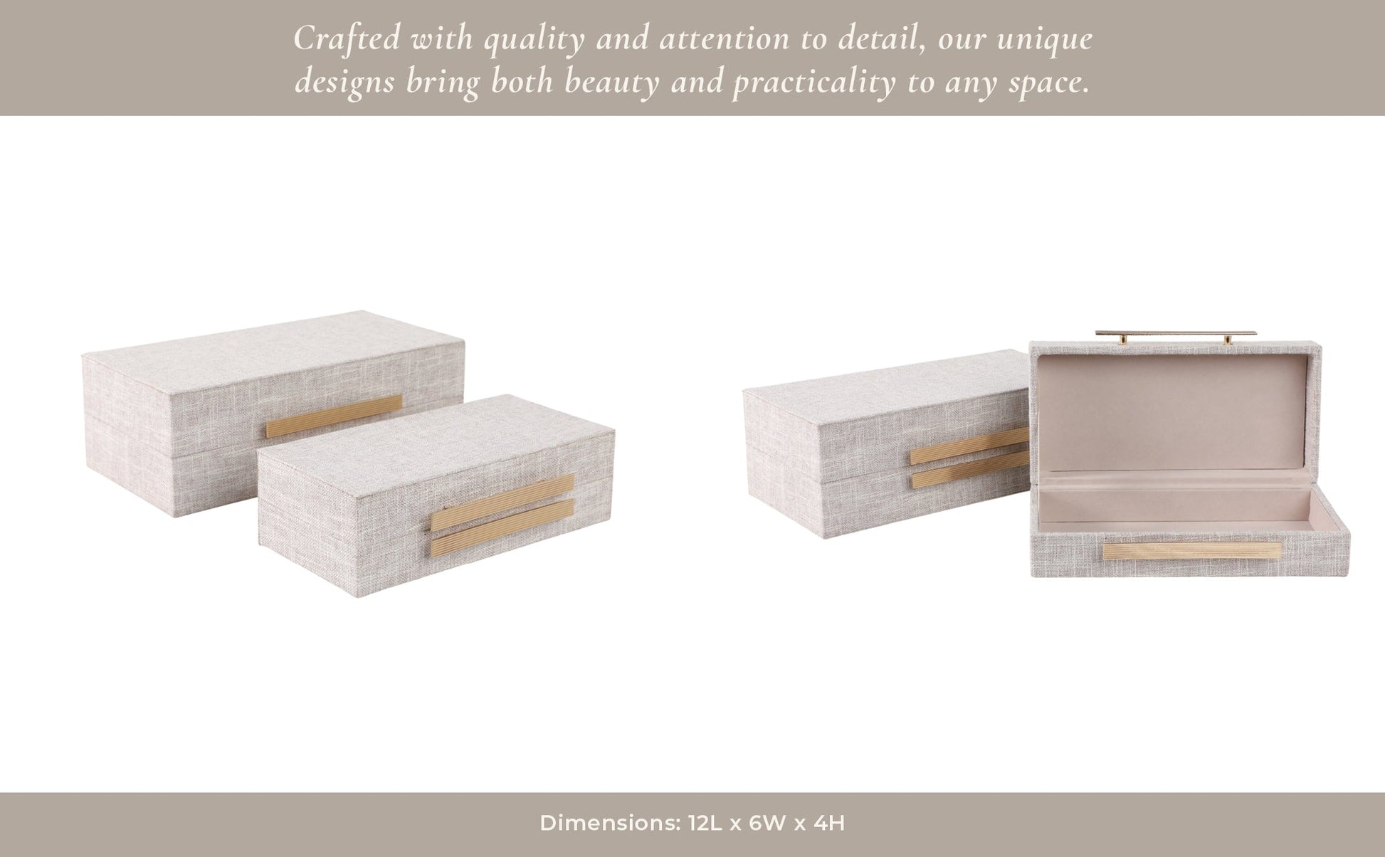 S/2 10/12" RECTANGULAR BOXES DOUBLE HARDWARE, WHT Table Decors| Sagebrook Home
