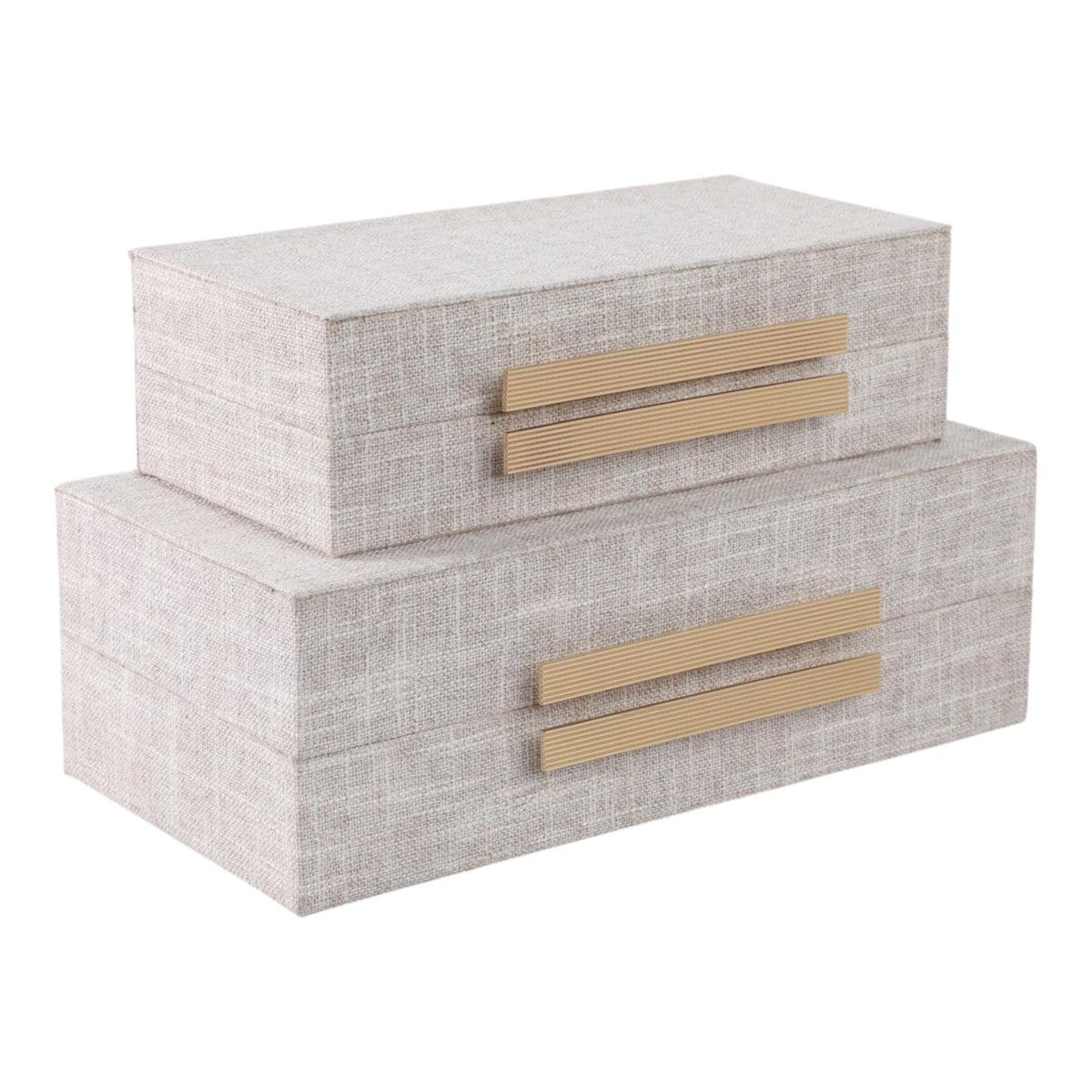 S/2 10/12" RECTANGULAR BOXES DOUBLE HARDWARE, WHT Table Decors| Sagebrook Home