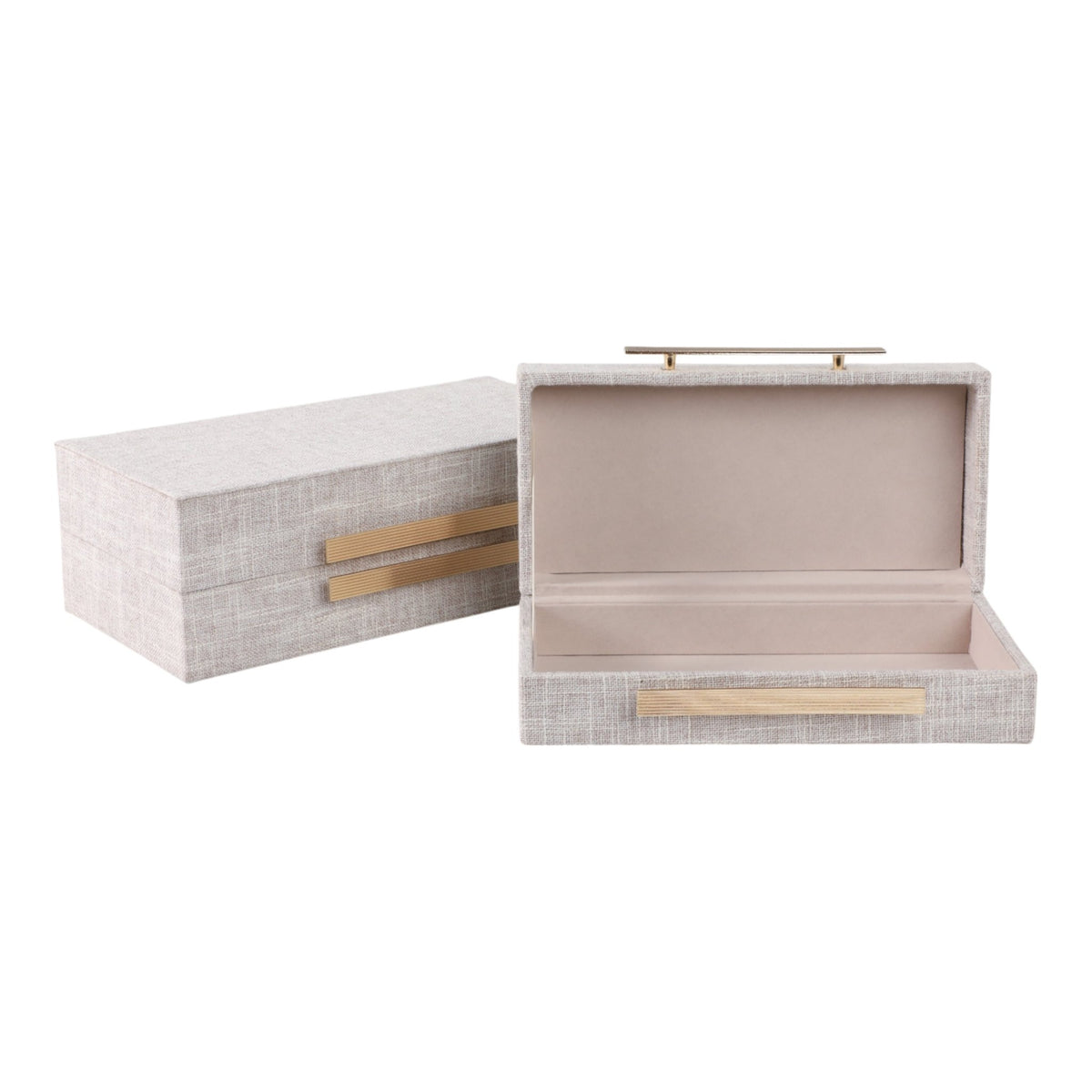 S/2 10/12" RECTANGULAR BOXES DOUBLE HARDWARE, WHT Table Decors| Sagebrook Home