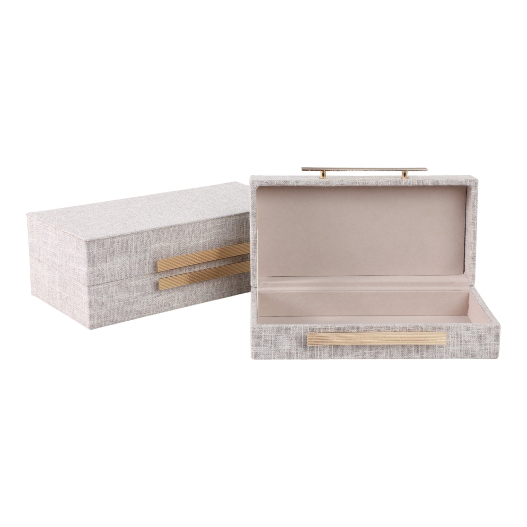 S/2 10/12" RECTANGULAR BOXES DOUBLE HARDWARE, WHT Table Decors| Sagebrook Home