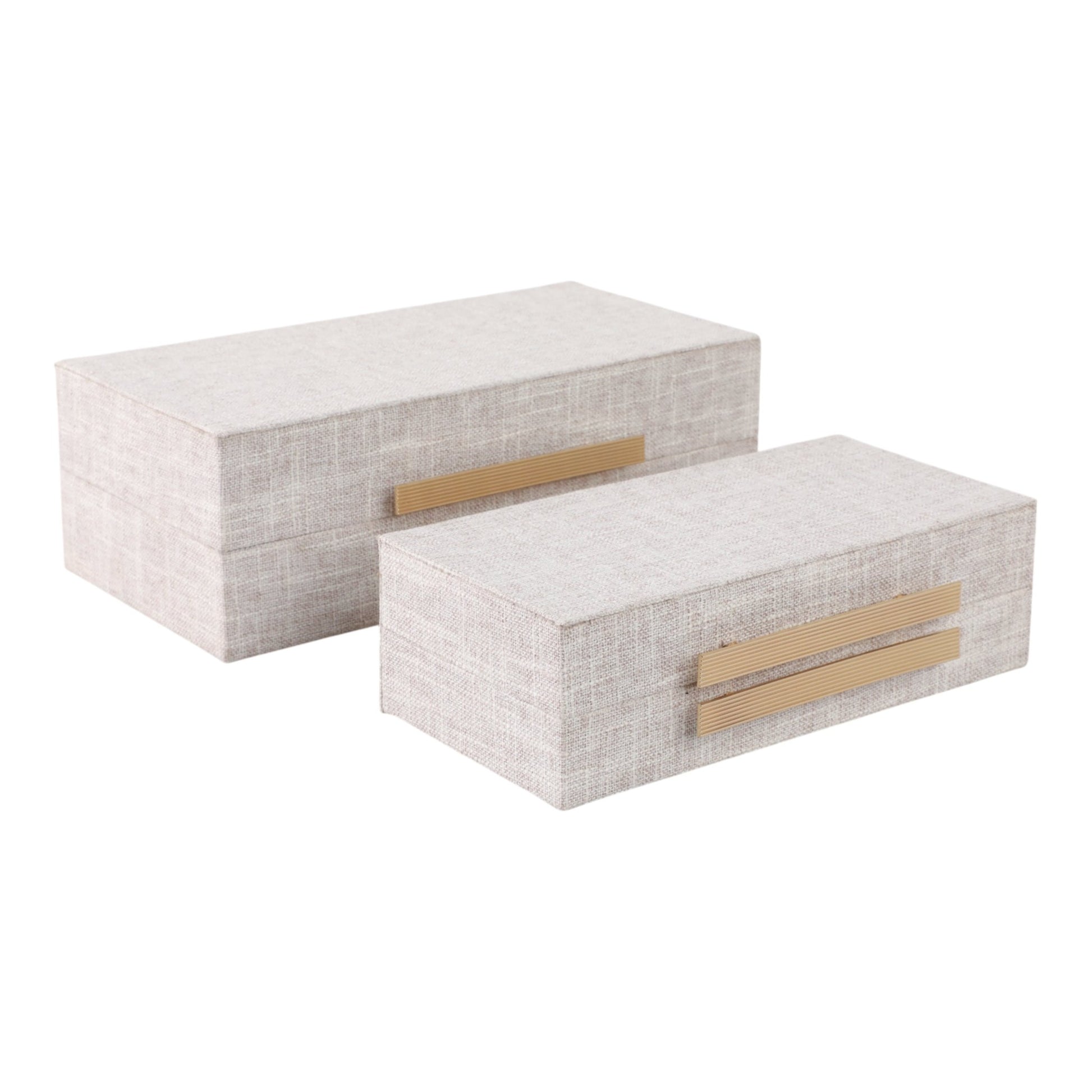 S/2 10/12" RECTANGULAR BOXES DOUBLE HARDWARE, WHT Table Decors| Sagebrook Home