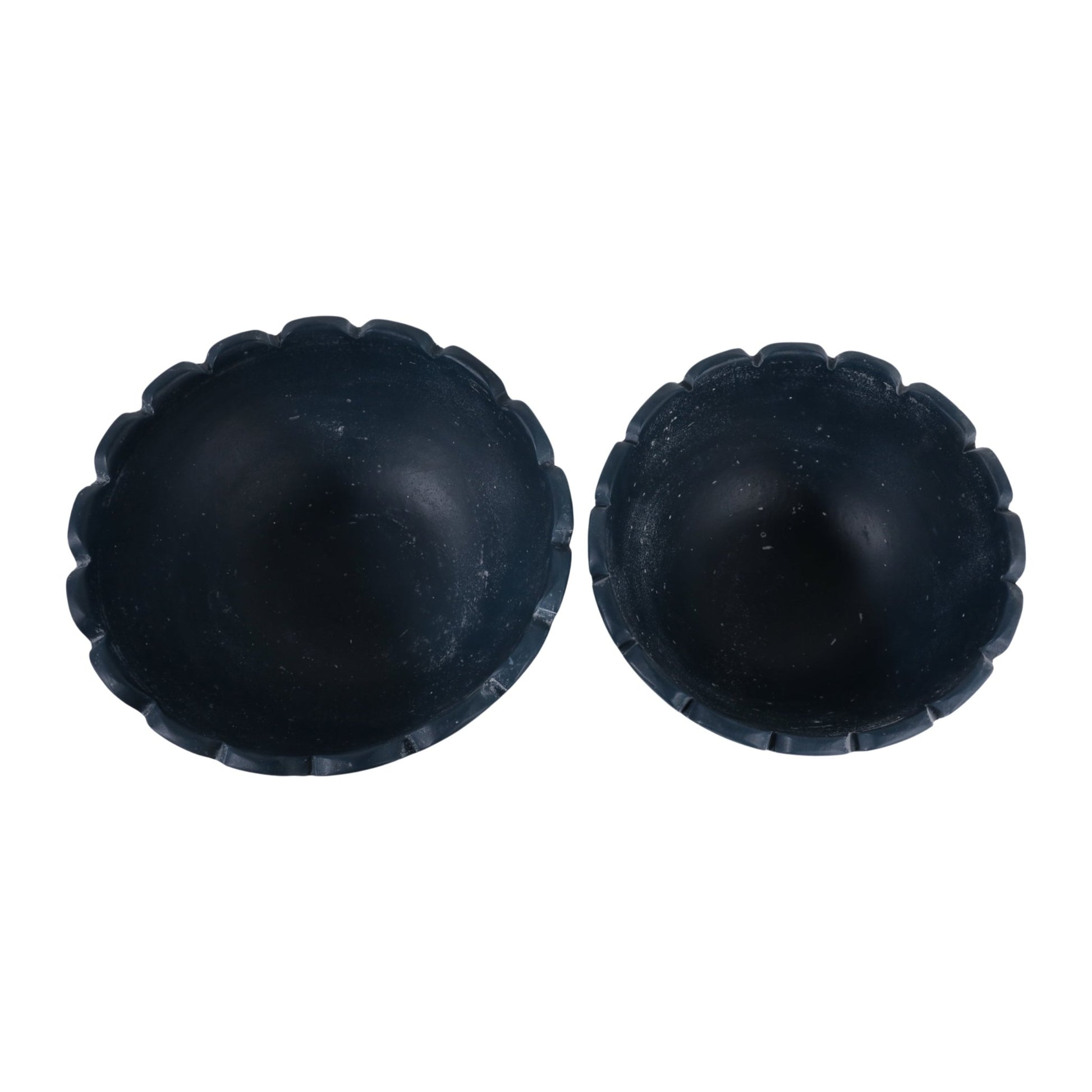 S/2 10/12" Scallop Edge Terracotta Bowls, Blue Bowl| Sagebrook Home