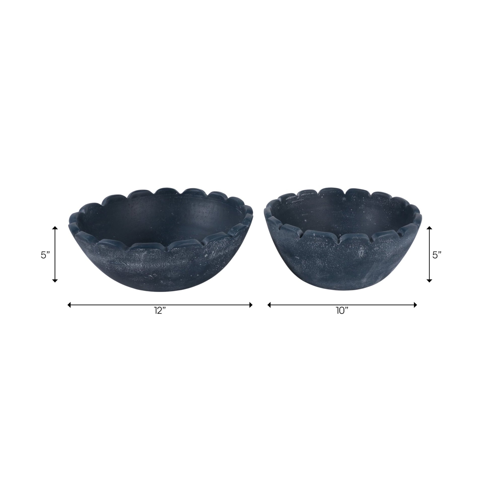 S/2 10/12" Scallop Edge Terracotta Bowls, Blue Bowl| Sagebrook Home