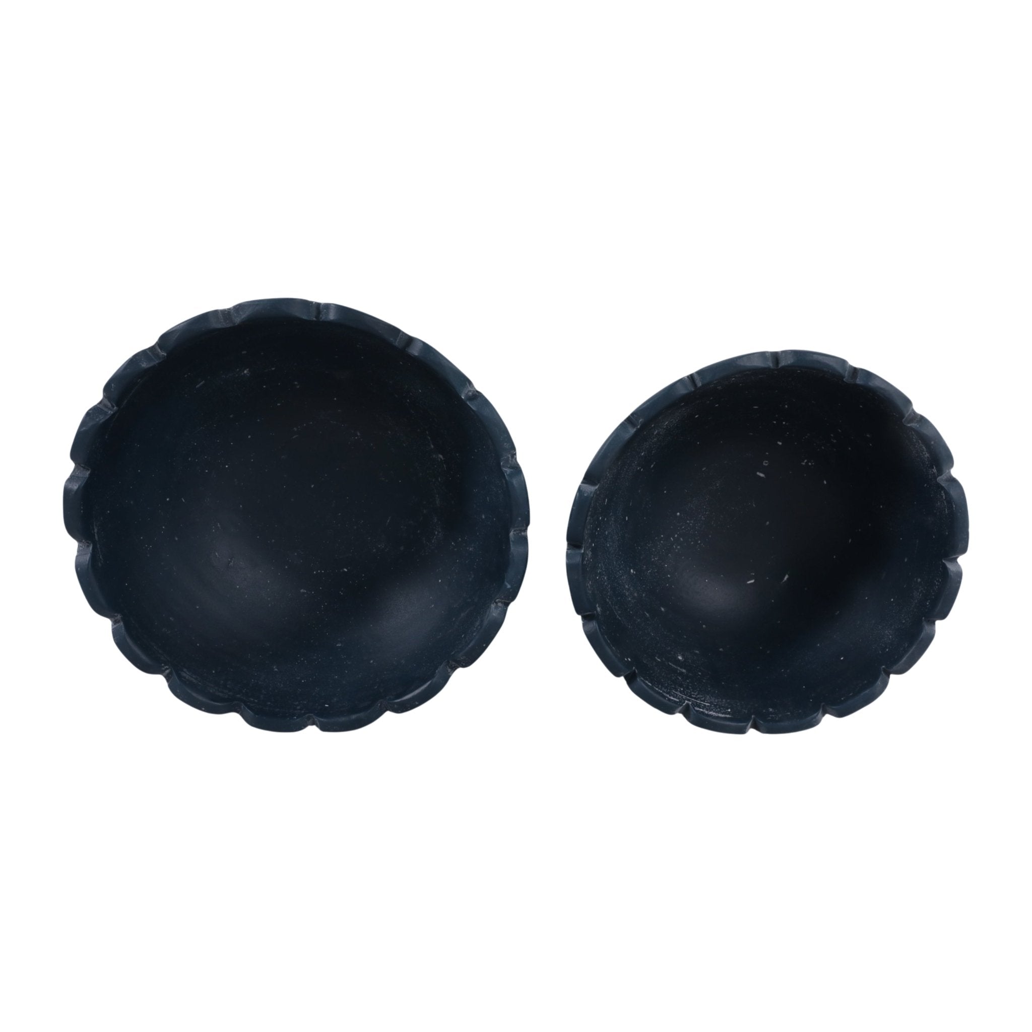 S/2 10/12" Scallop Edge Terracotta Bowls, Blue Bowl| Sagebrook Home