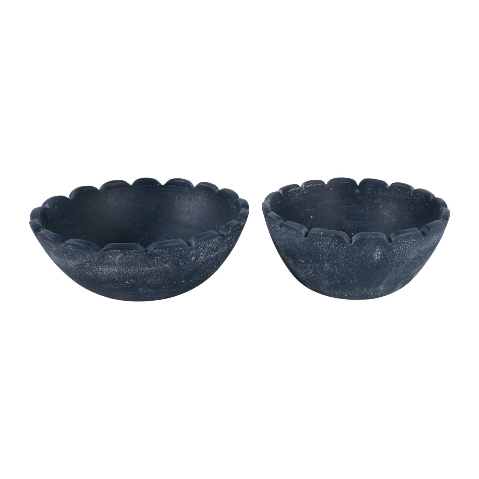 S/2 10/12" Scallop Edge Terracotta Bowls, Blue Bowl| Sagebrook Home