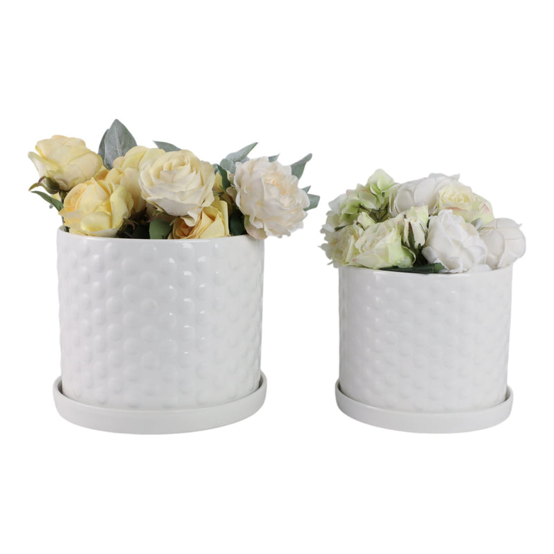 S/2 10/12" Small Bubble Planter, White - Al Rugaib Furniture
