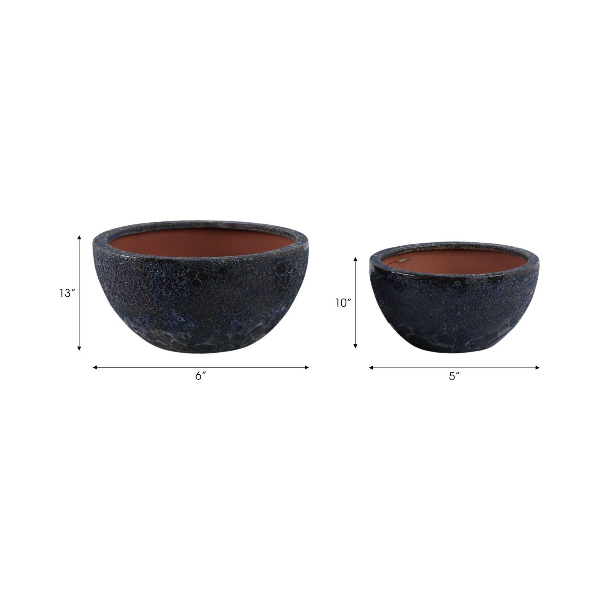 S/2 10/13" Lava Bowl Planters, Blue Planter| Sagebrook Home