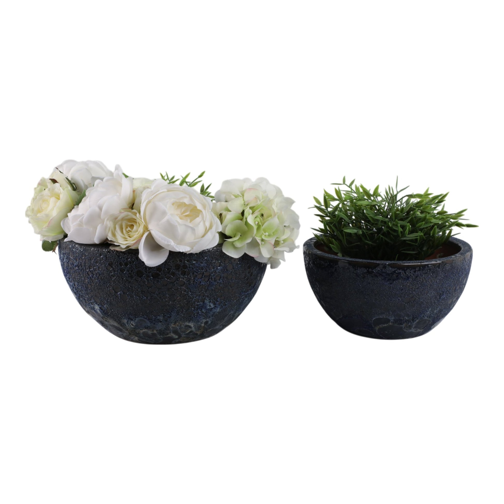 S/2 10/13" Lava Bowl Planters, Blue Planter| Sagebrook Home