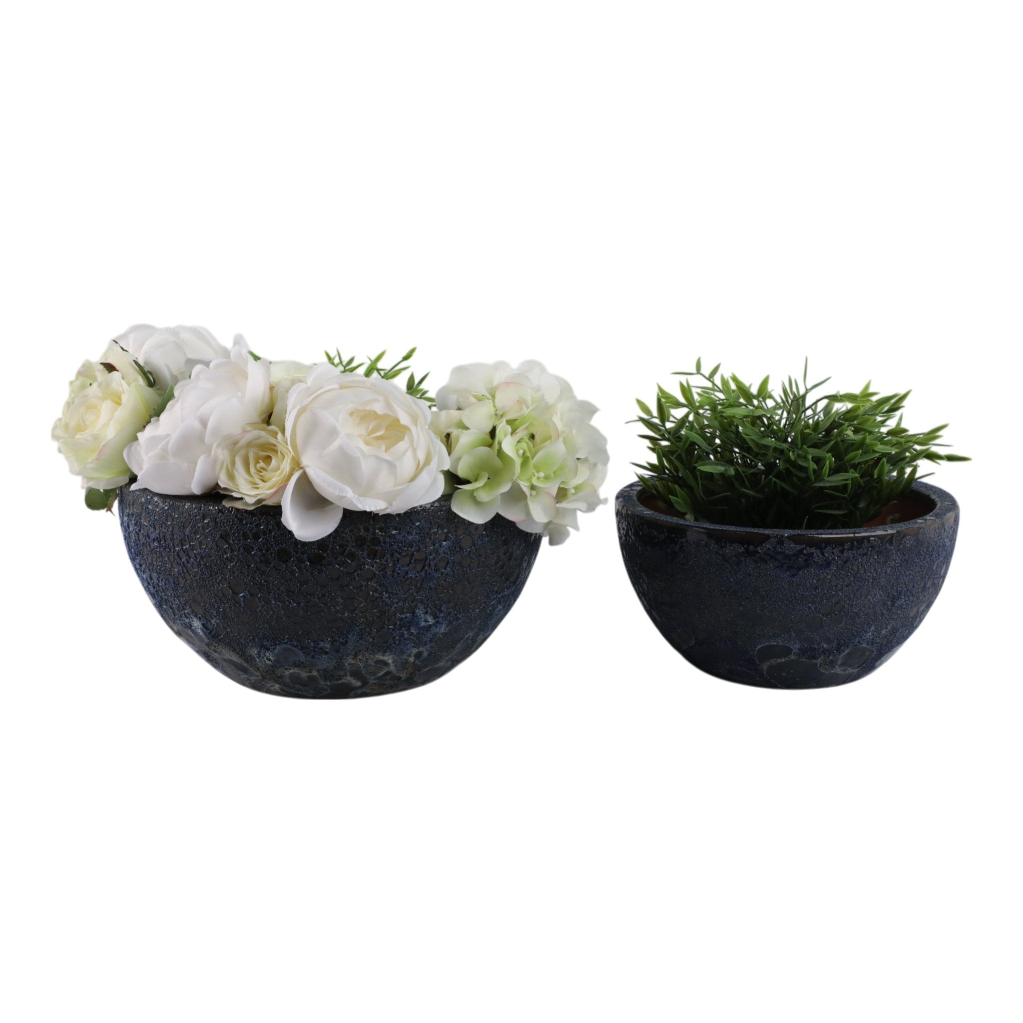 S/2 10/13" Lava Bowl Planters, Blue Planter| Sagebrook Home