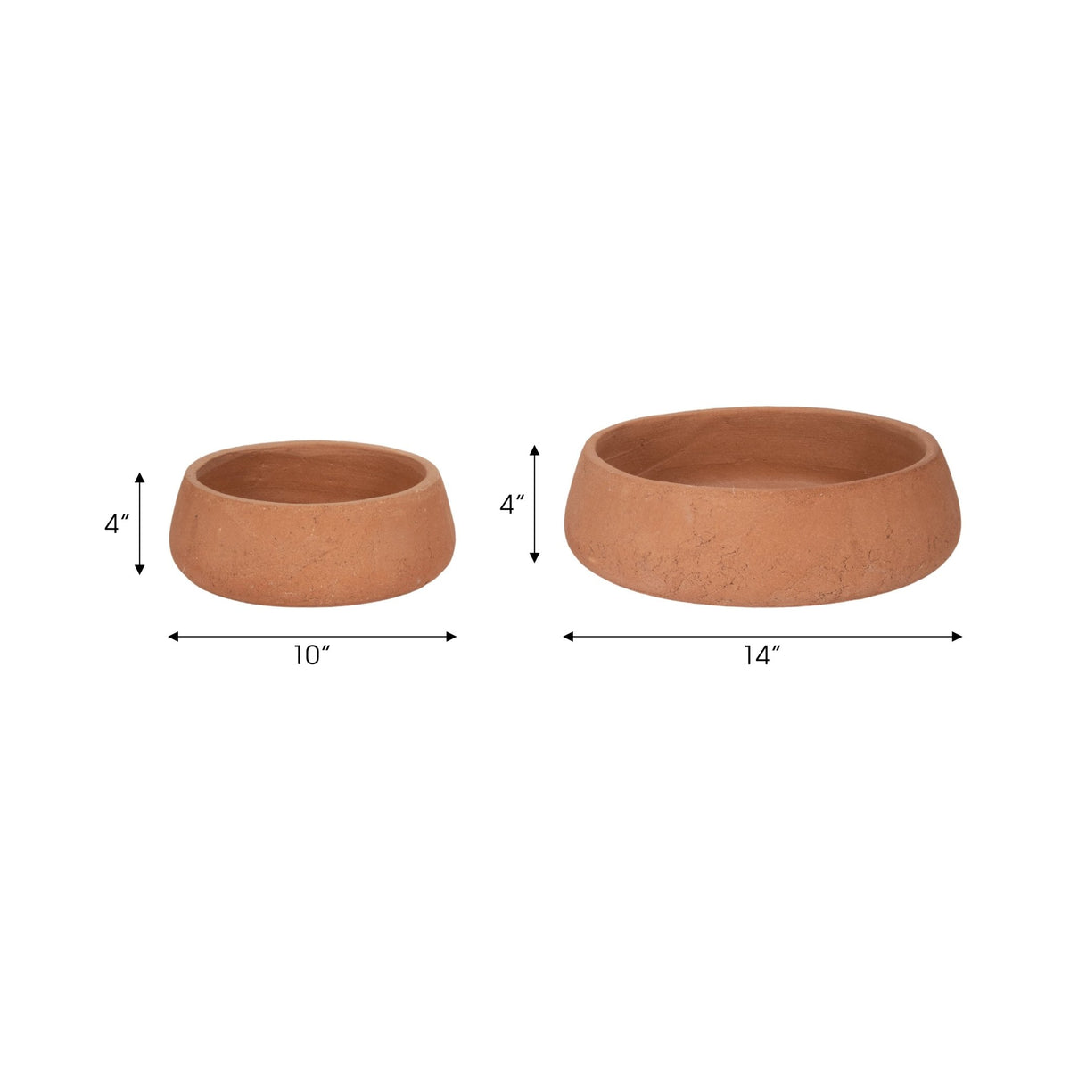 S/2 10/14" Terracotta Bowls, Natural Table Decors| Sagebrook Home