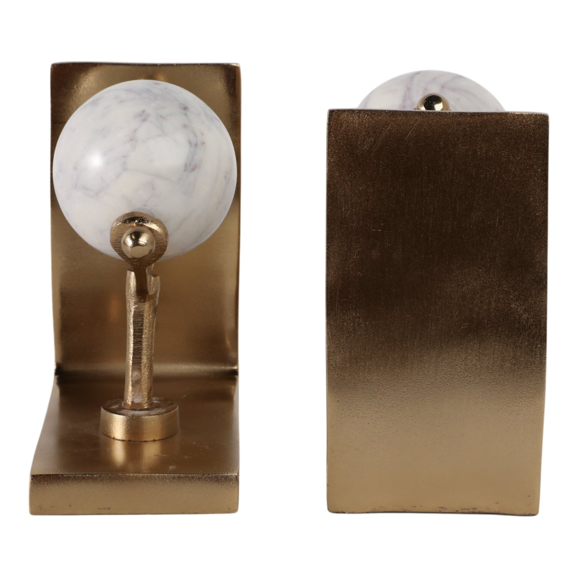 S/2 11" Henrico Marble Globe Bookends, Gold Table Decors| Sagebrook Home