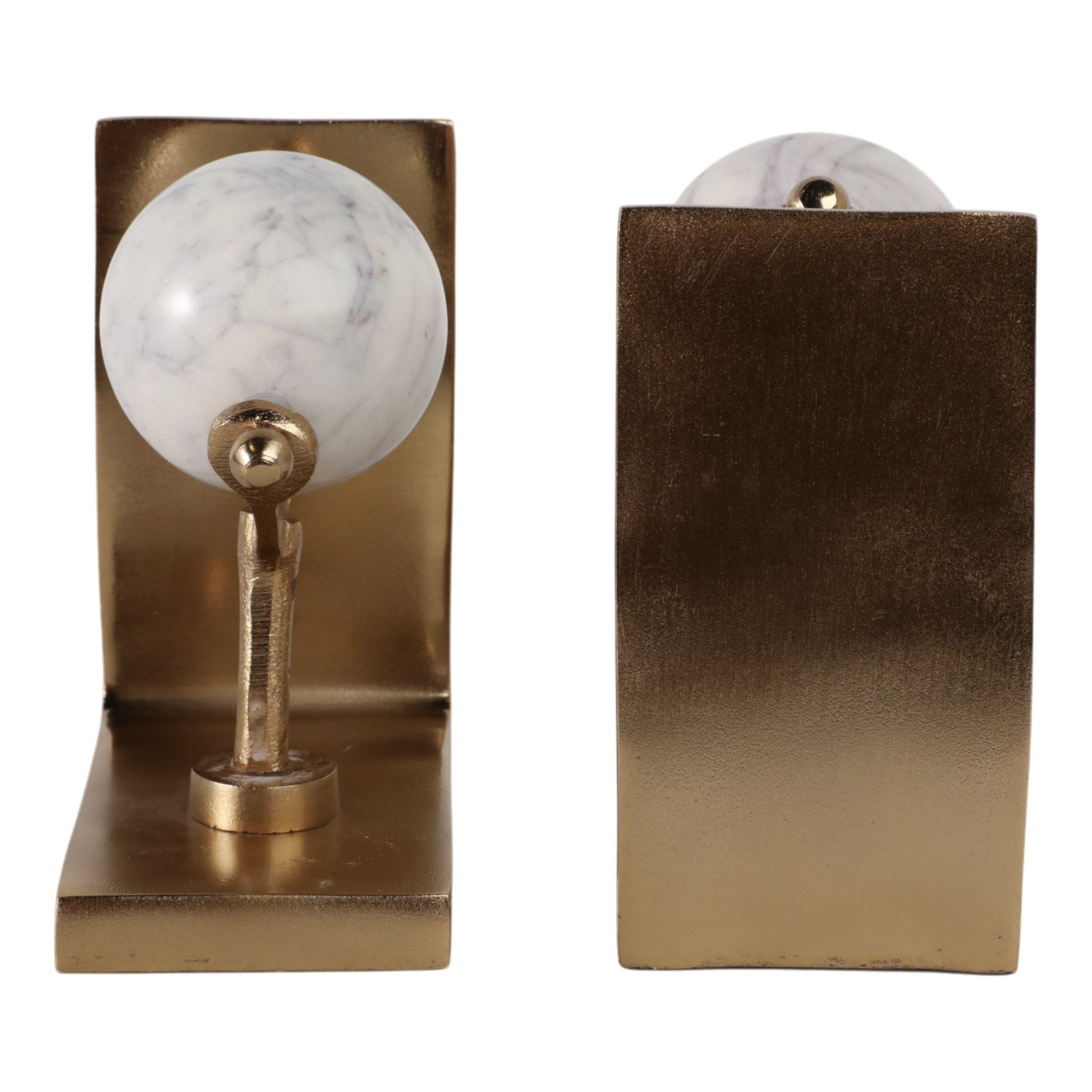 S/2 11" Henrico Marble Globe Bookends, Gold Table Decors| Sagebrook Home