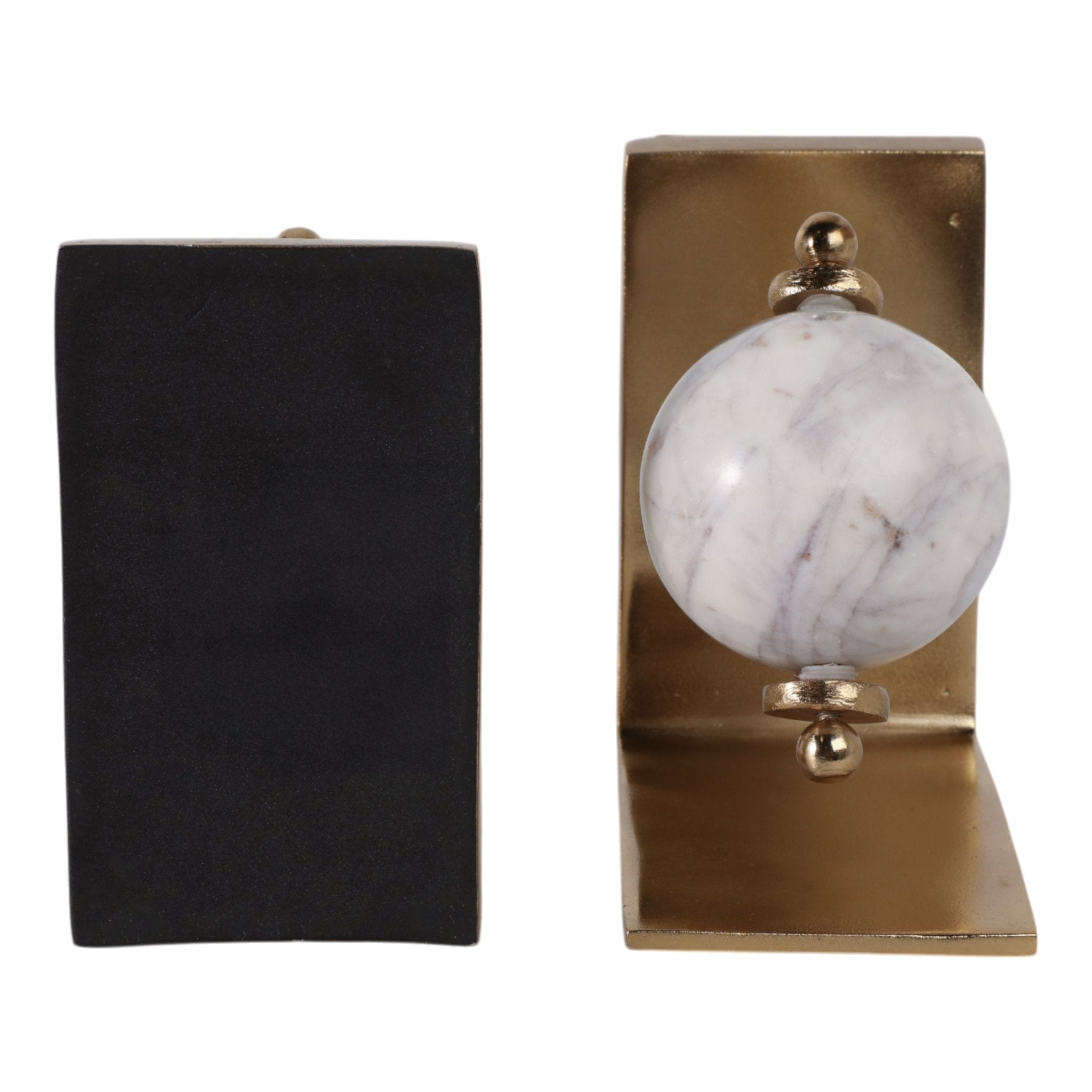 S/2 11" Henrico Marble Globe Bookends, Gold Table Decors| Sagebrook Home