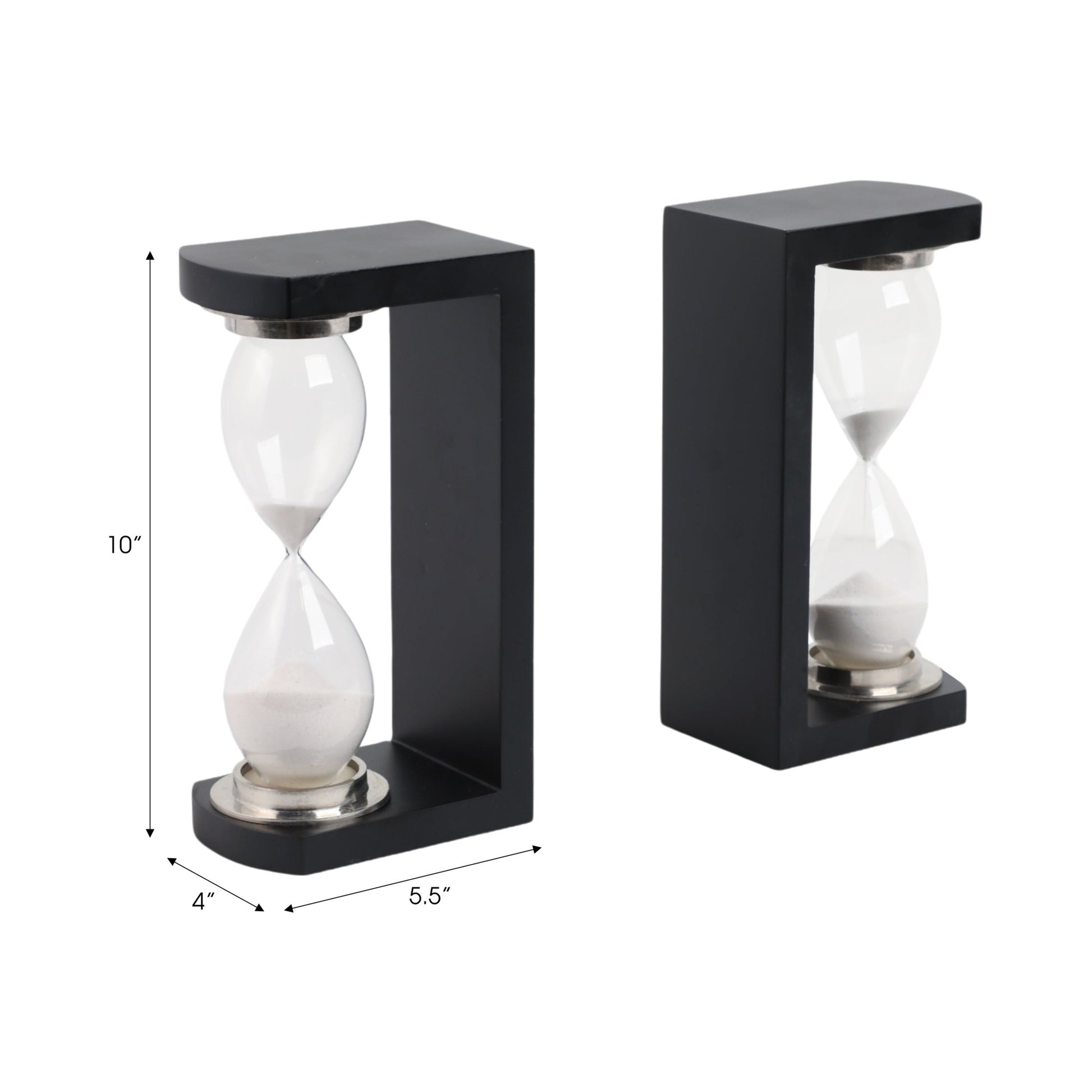 S/2 11" Raven Large Hourglass Bookends Table Decors| Sagebrook Home