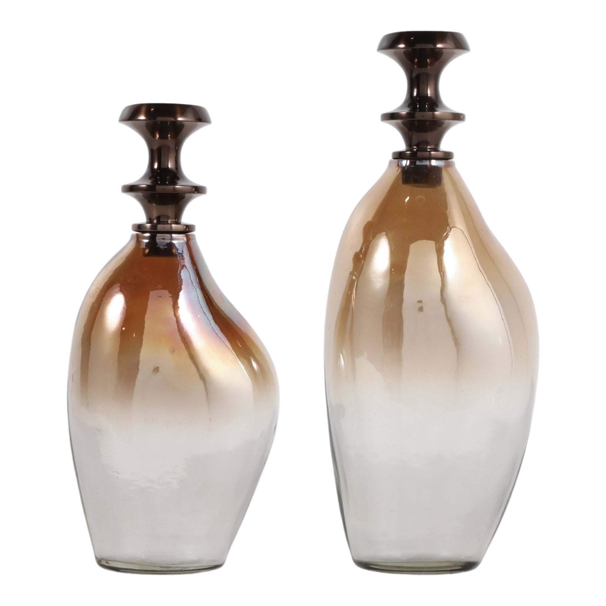 S/2 11"/13" WELLSTON GLASS BOTTLES W/METAL STOPPER Bottles & Containers| Sagebrook Home