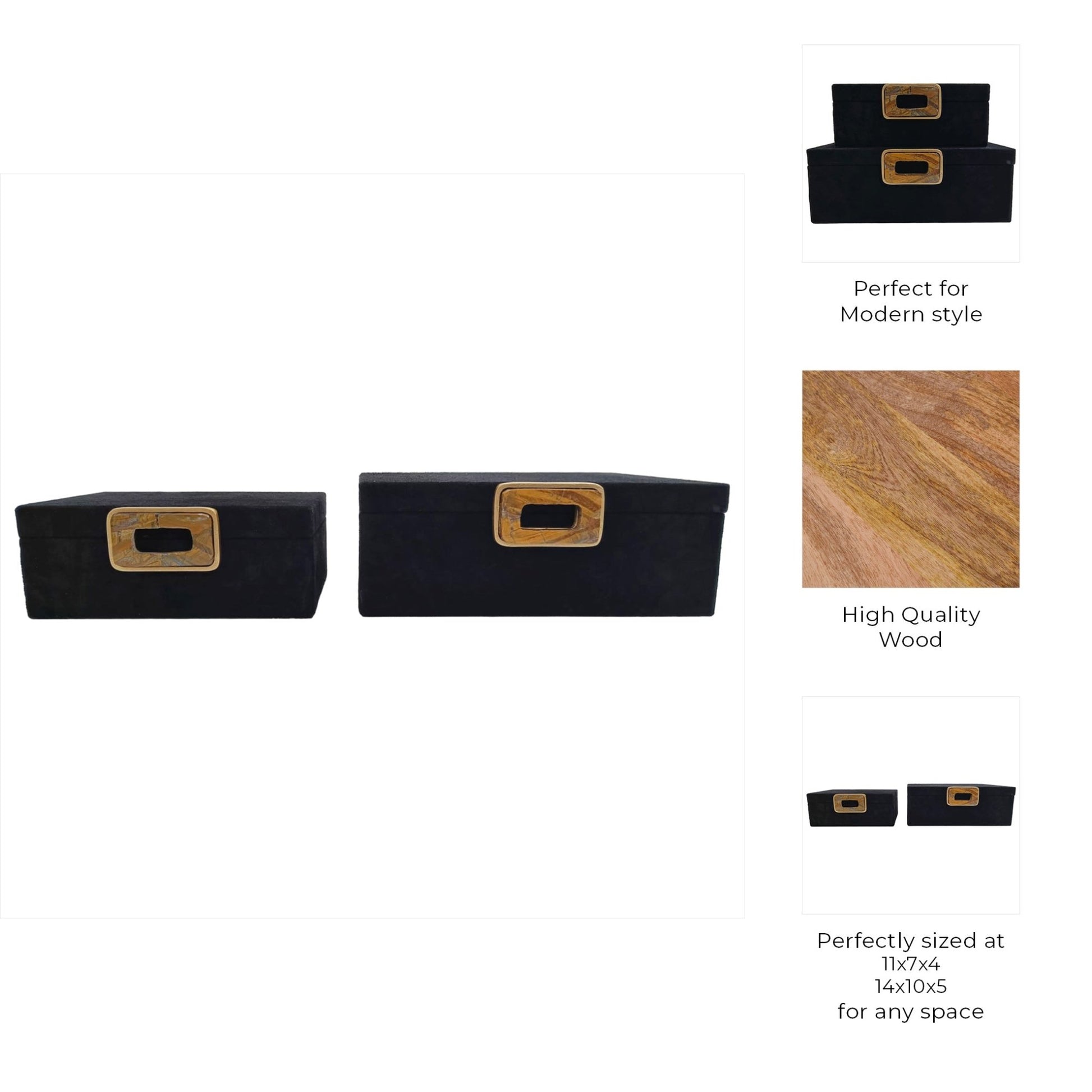 S/2 11/14" Lawson Suede Tigers Eye Gemstone Hardwa Table Decors| Sagebrook Home