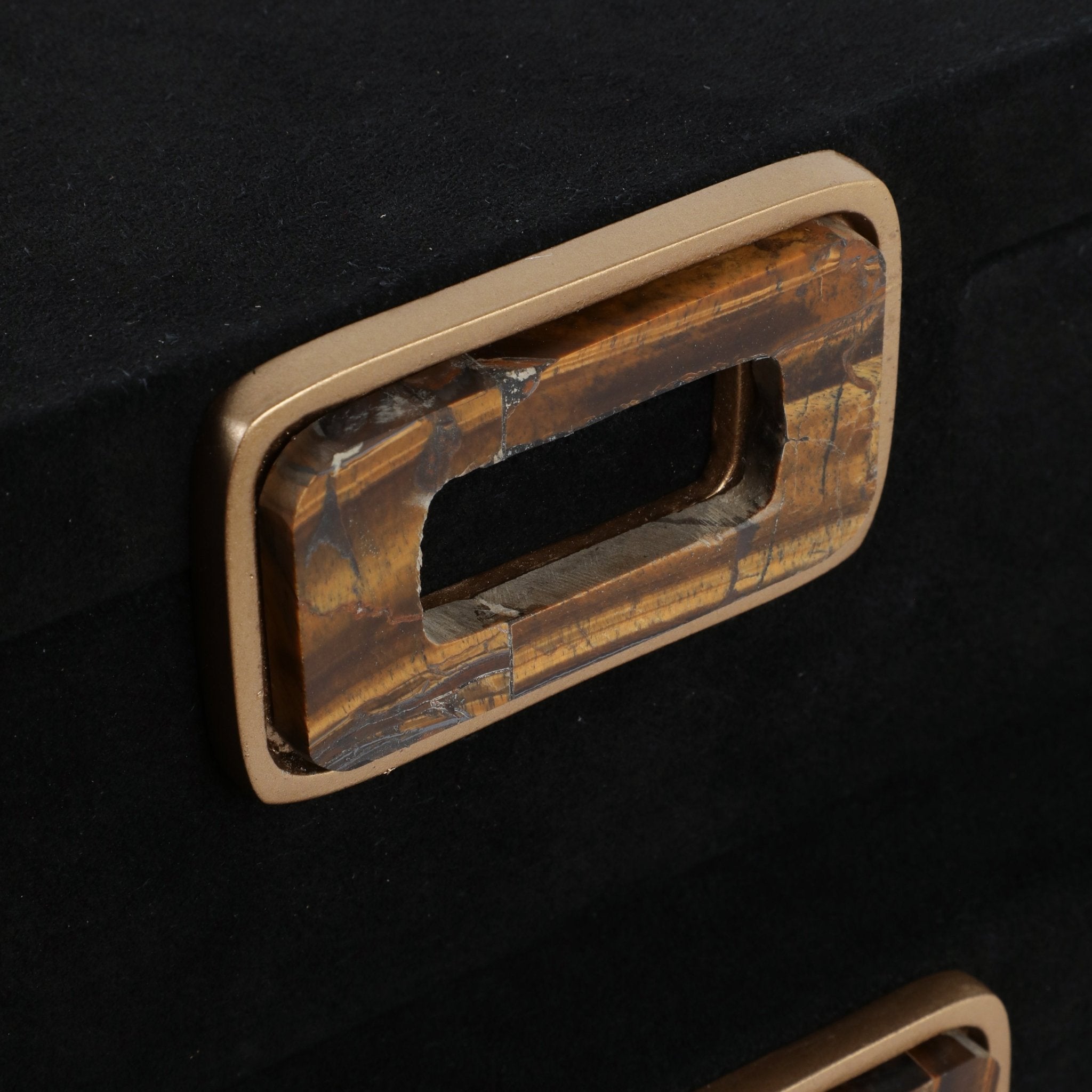 S/2 11/14" Lawson Suede Tigers Eye Gemstone Hardwa Table Decors| Sagebrook Home