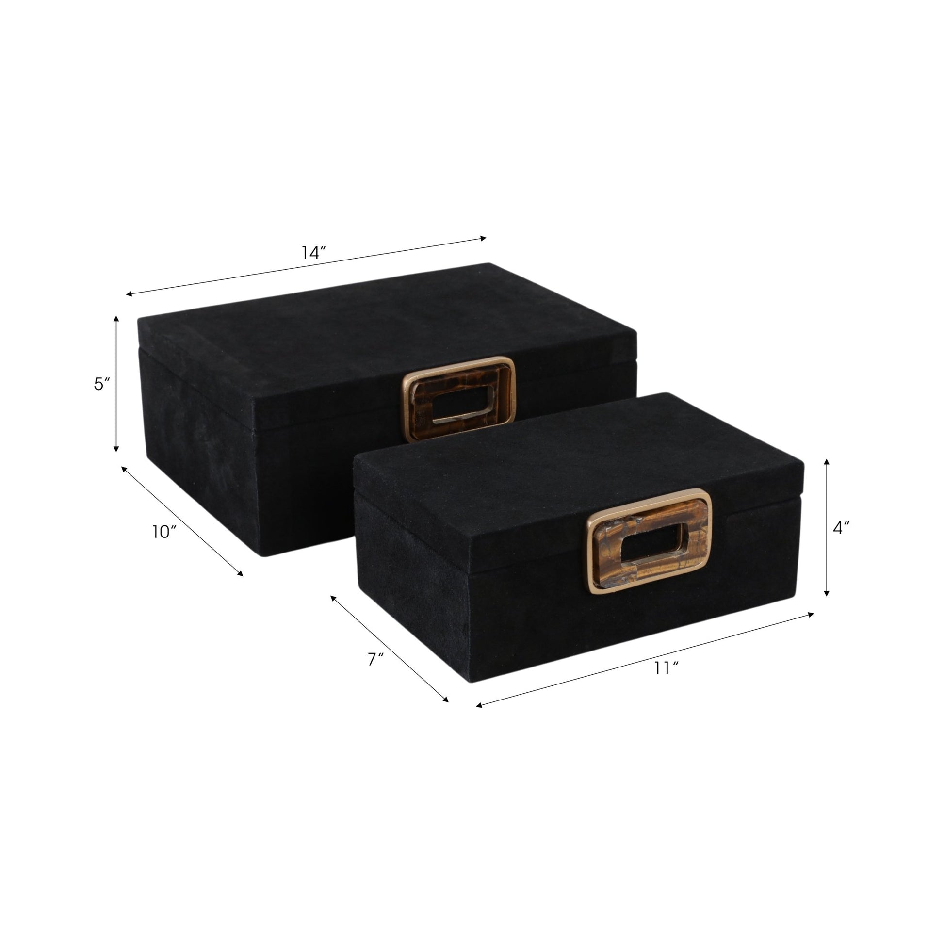 S/2 11/14" Lawson Suede Tigers Eye Gemstone Hardwa Table Decors| Sagebrook Home