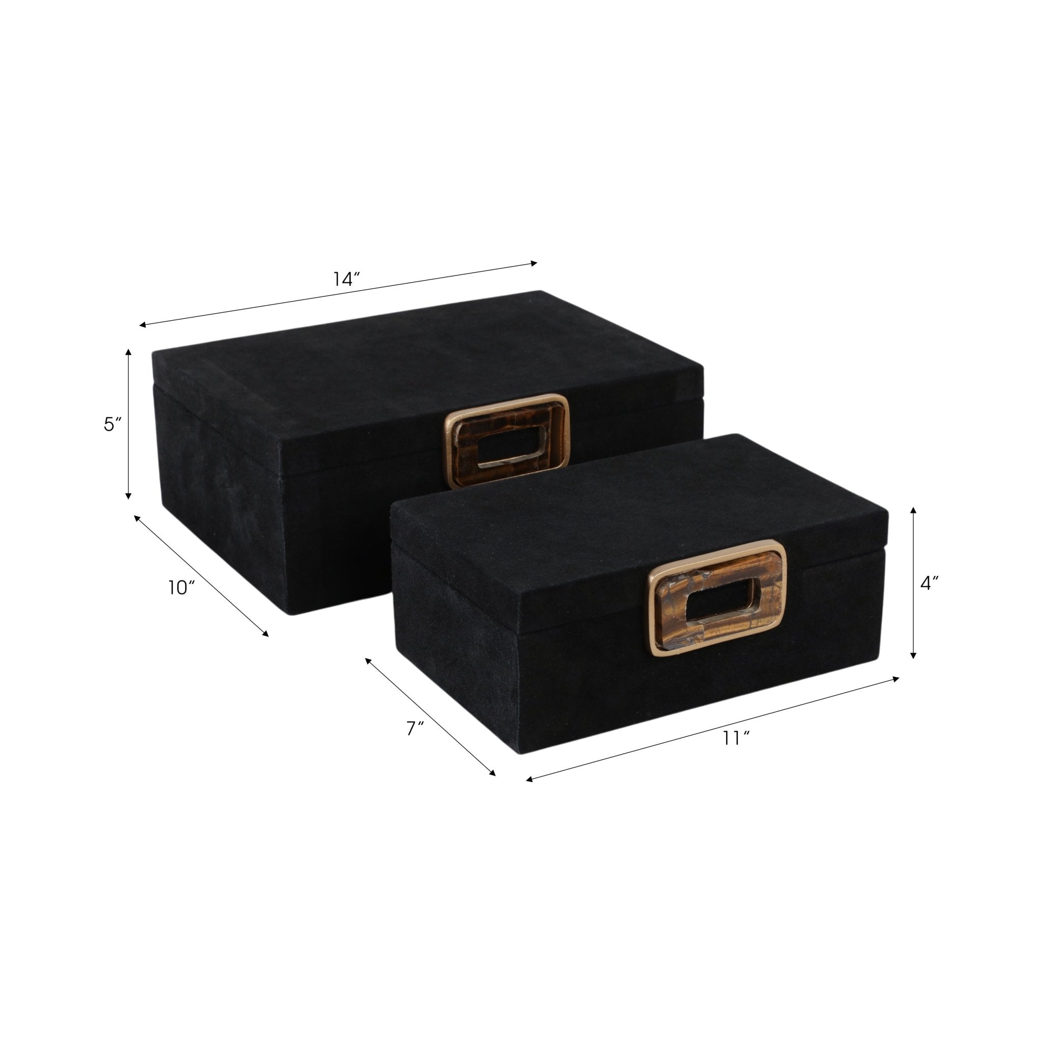 S/2 11/14" Lawson Suede Tigers Eye Gemstone Hardwa Table Decors| Sagebrook Home