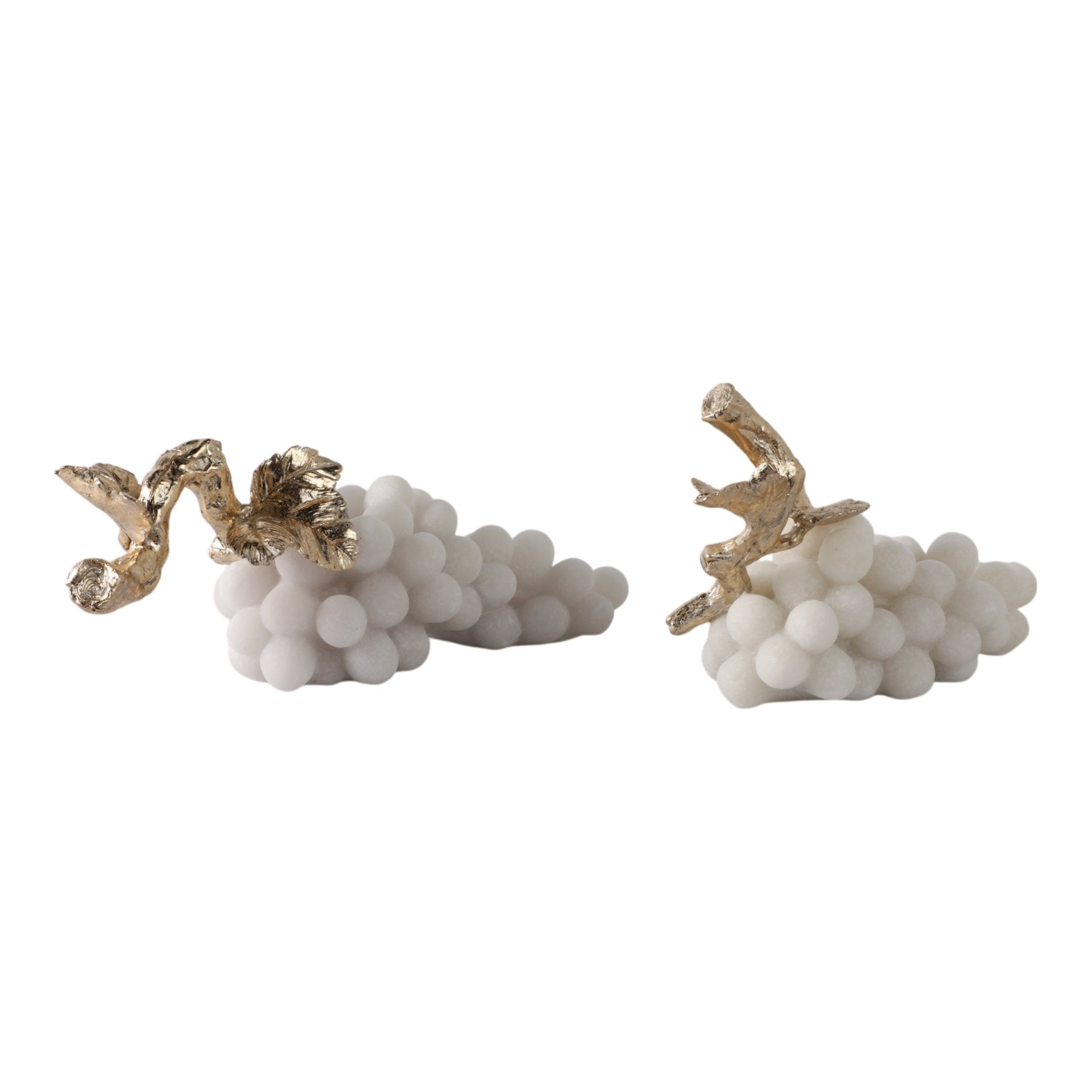 S/2 11/14" Piney Quartz Resin Grapes, White/gold Table Decors| Sagebrook Home