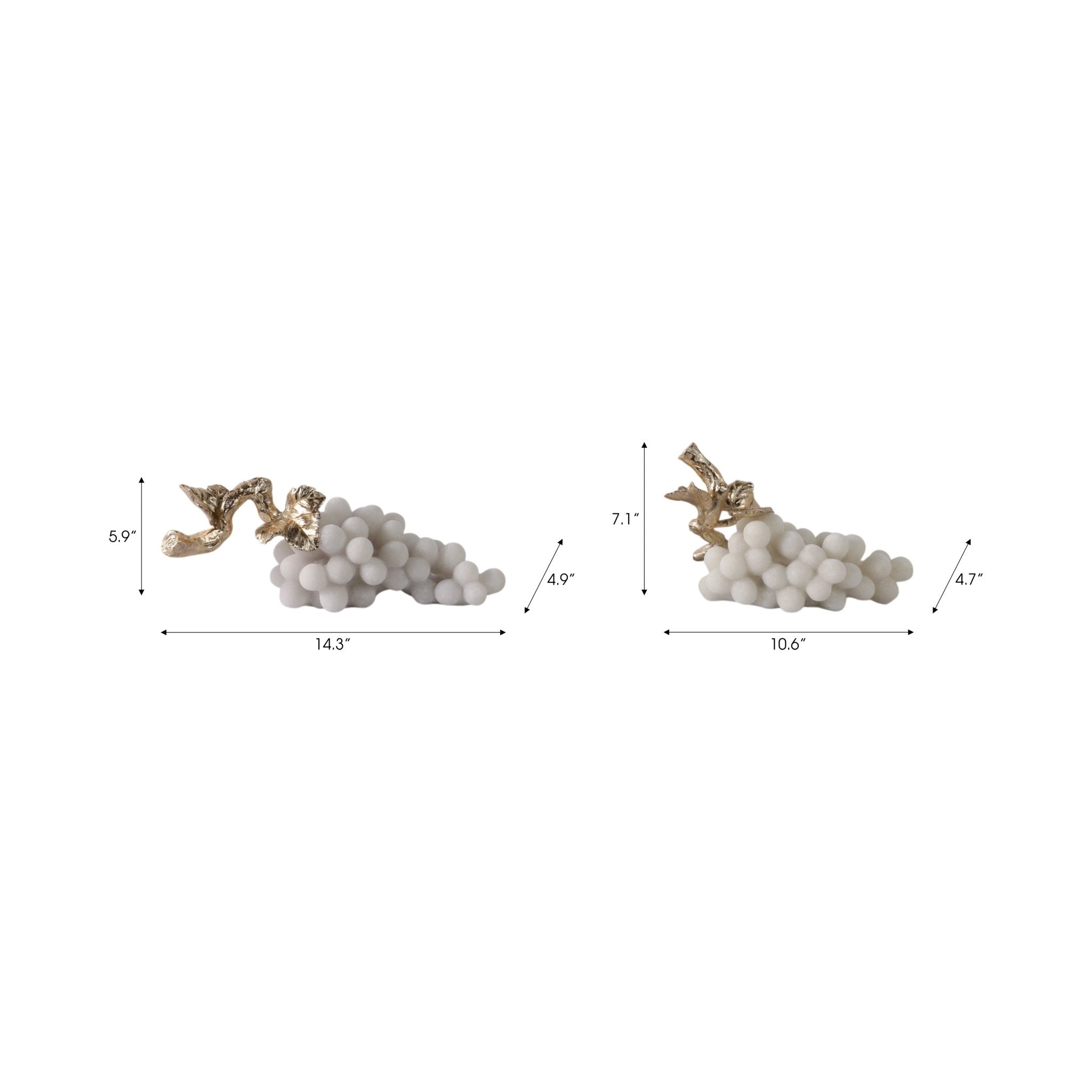 S/2 11/14" Piney Quartz Resin Grapes, White/gold Table Decors| Sagebrook Home