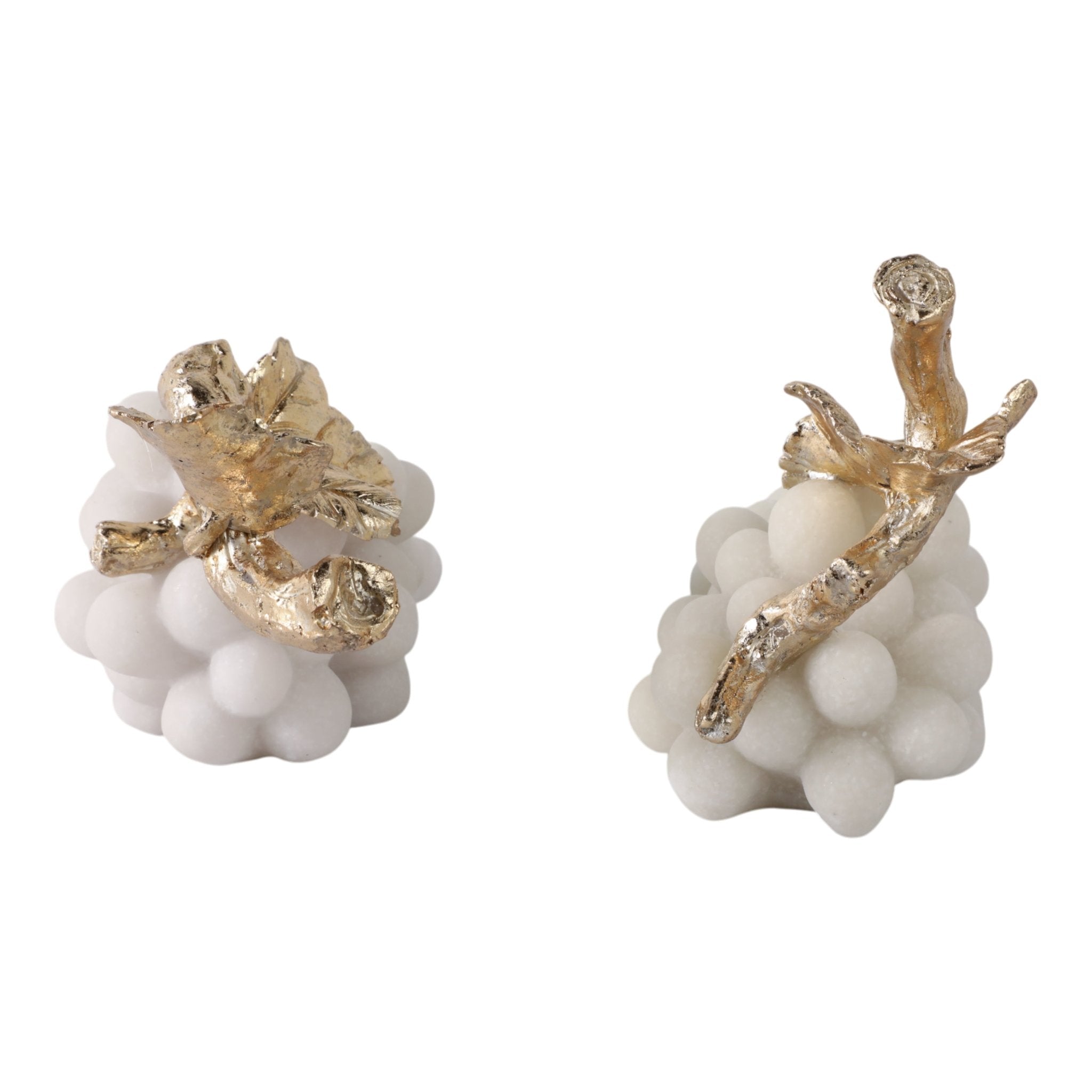 S/2 11/14" Piney Quartz Resin Grapes, White/gold Table Decors| Sagebrook Home