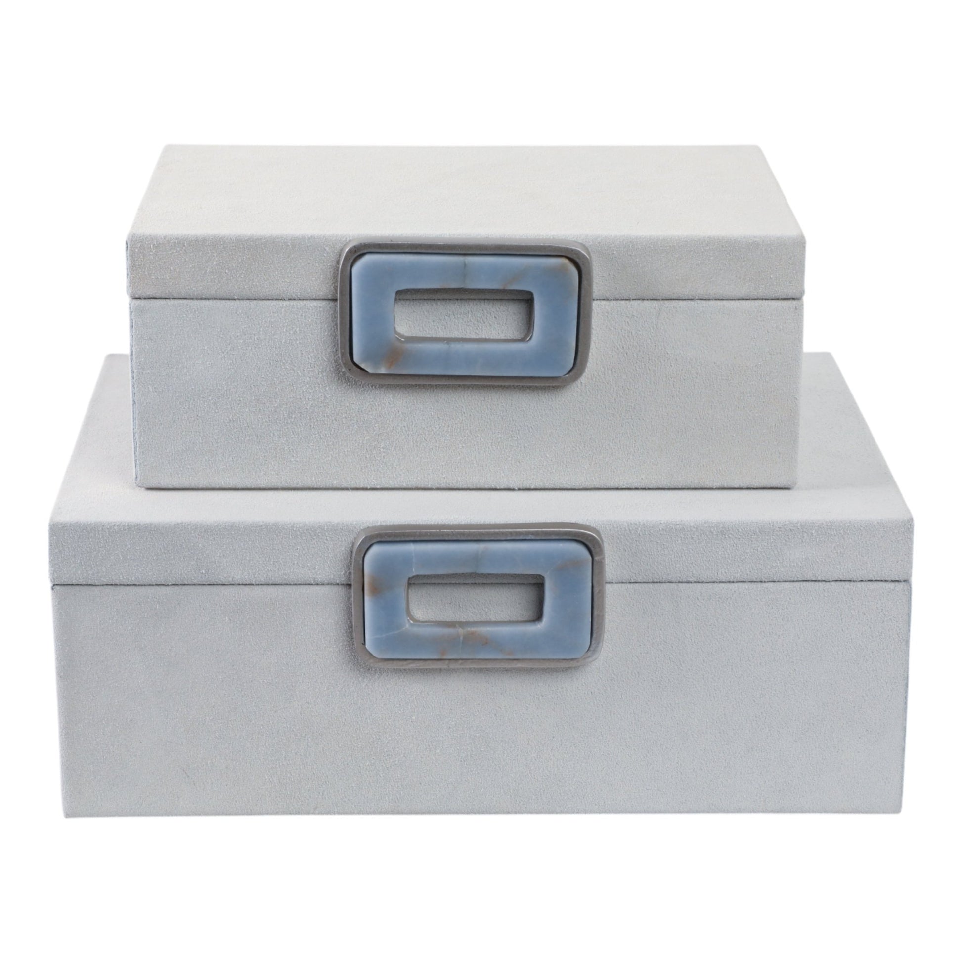 S/2 11/14" Violi Suede Blue Angelite Gemstone Hard Table Decors| Sagebrook Home