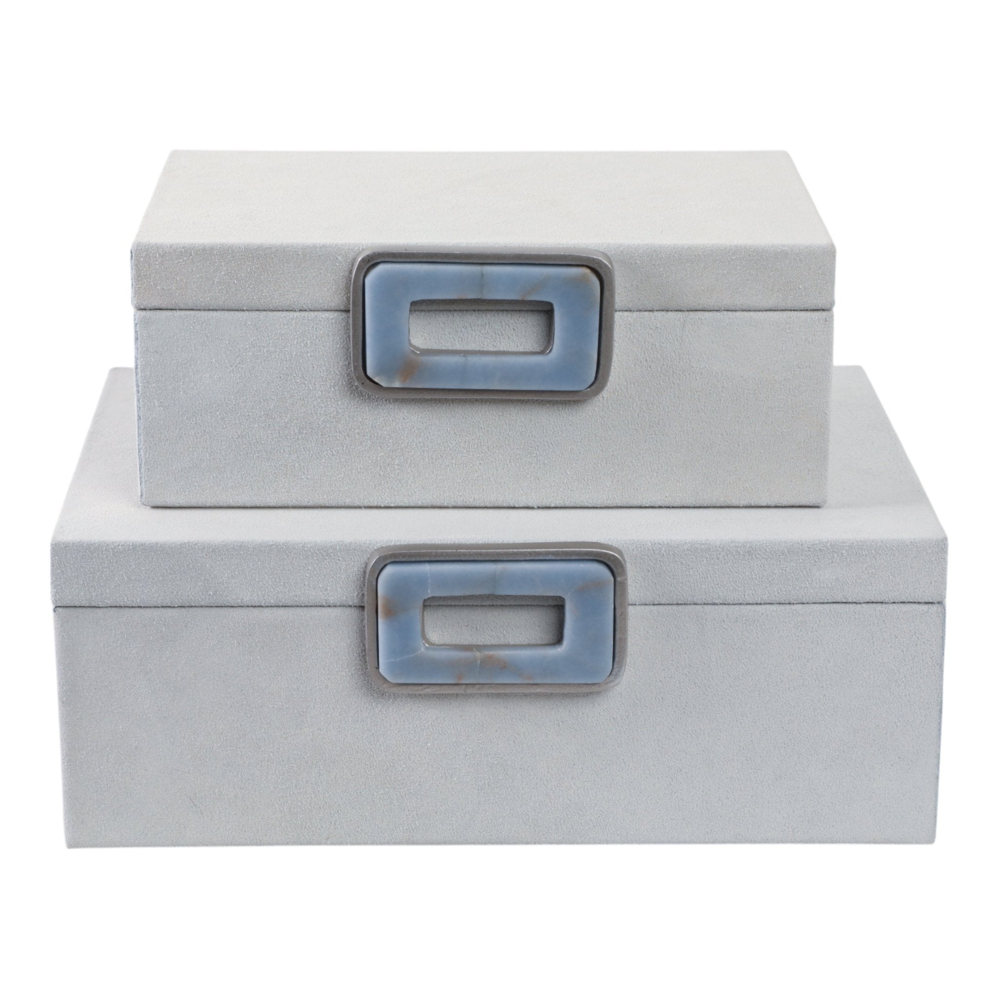 S/2 11/14" Violi Suede Blue Angelite Gemstone Hard Table Decors| Sagebrook Home