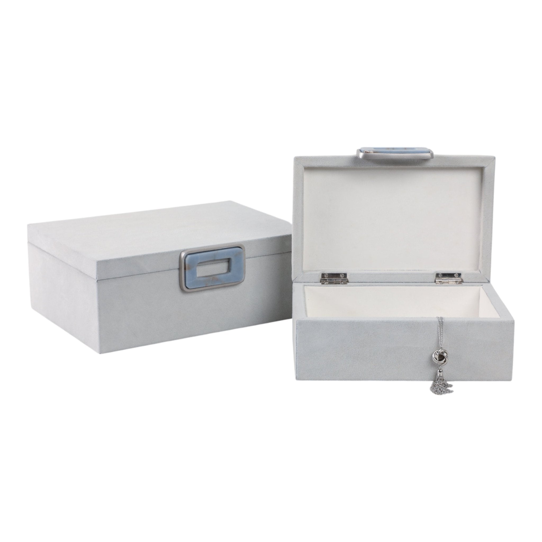 S/2 11/14" Violi Suede Blue Angelite Gemstone Hard Table Decors| Sagebrook Home