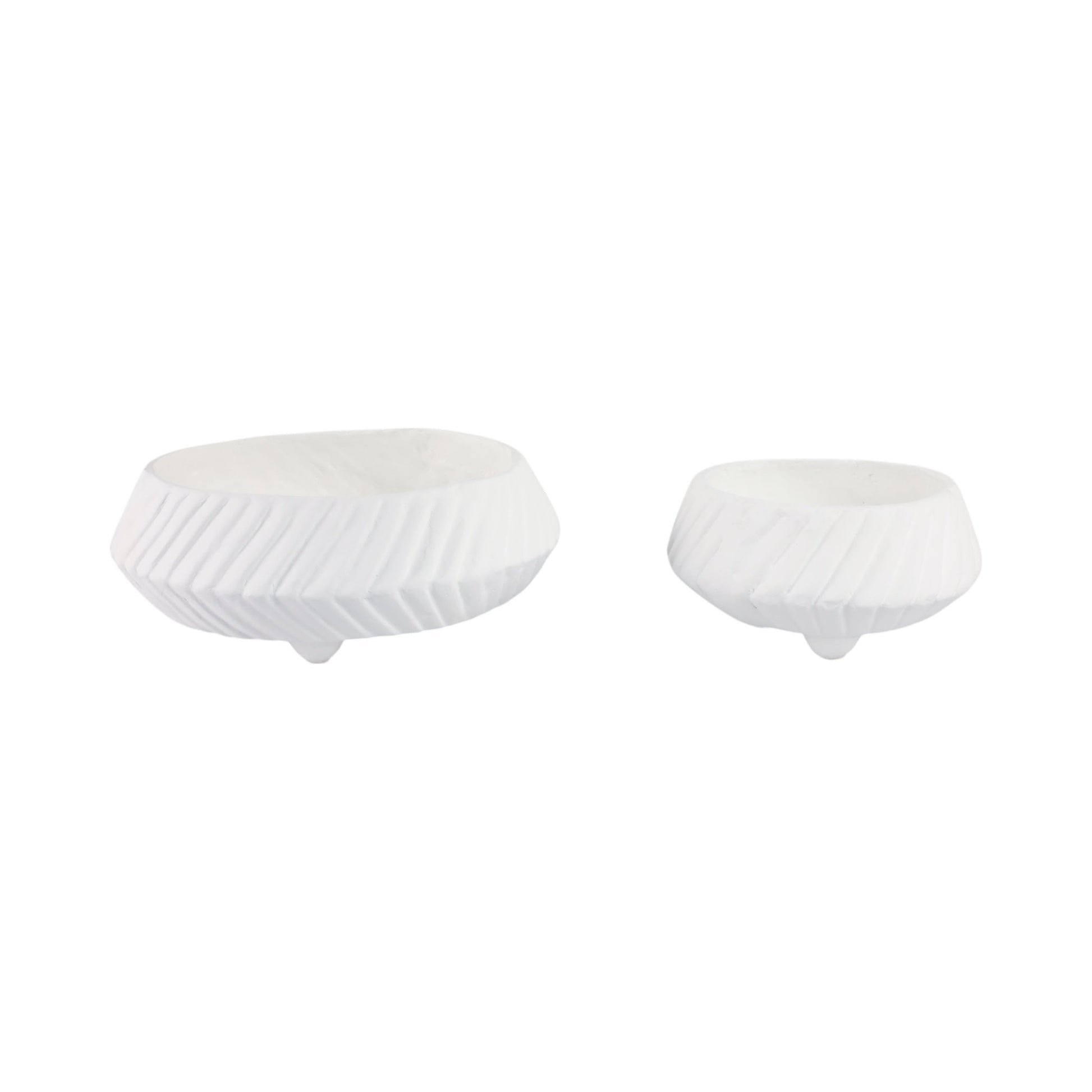 S/2 11/15" TAPERED ECOMIX BOWLS WITH LINES, WHITE Table Decors| Sagebrook Home
