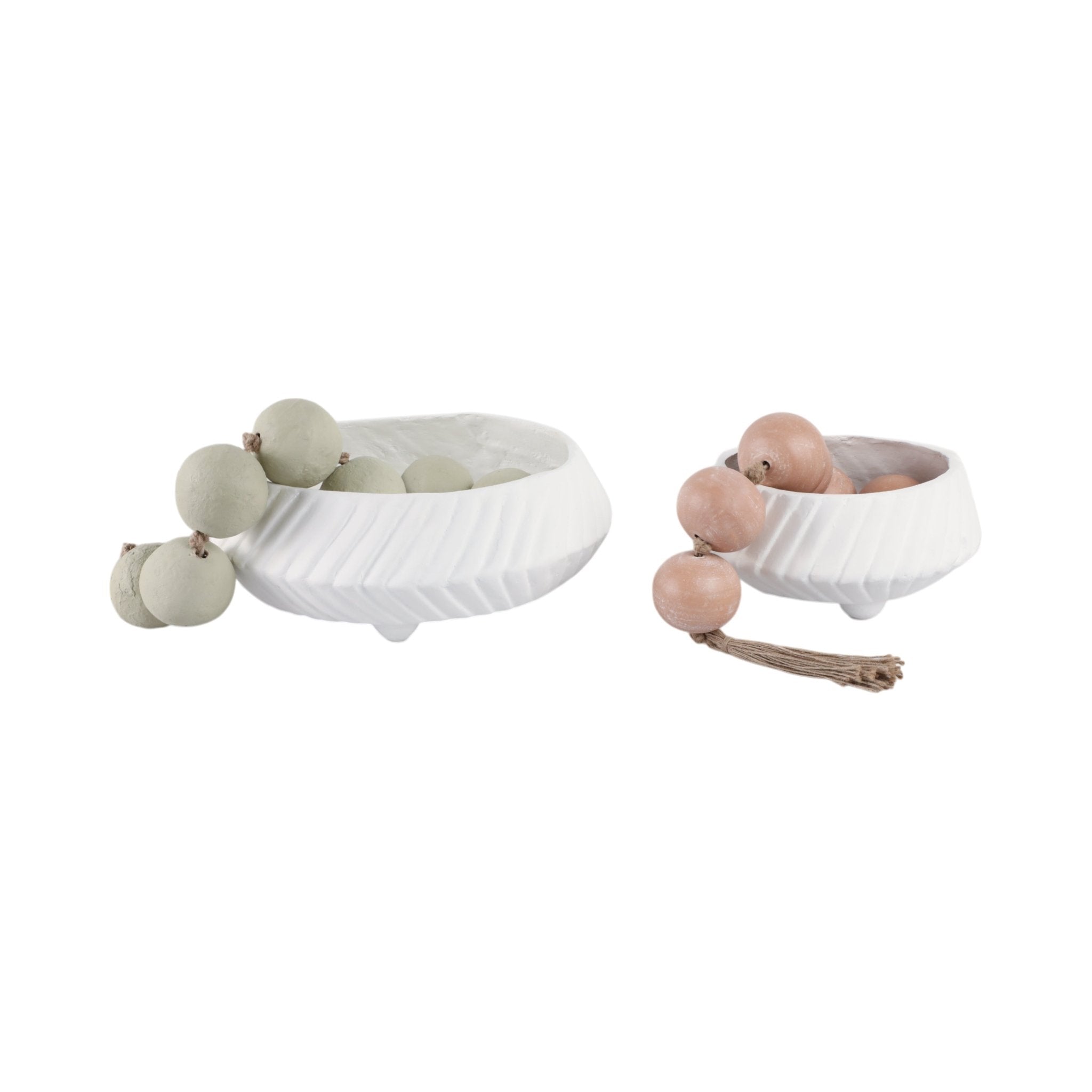 S/2 11/15" TAPERED ECOMIX BOWLS WITH LINES, WHITE Table Decors| Sagebrook Home