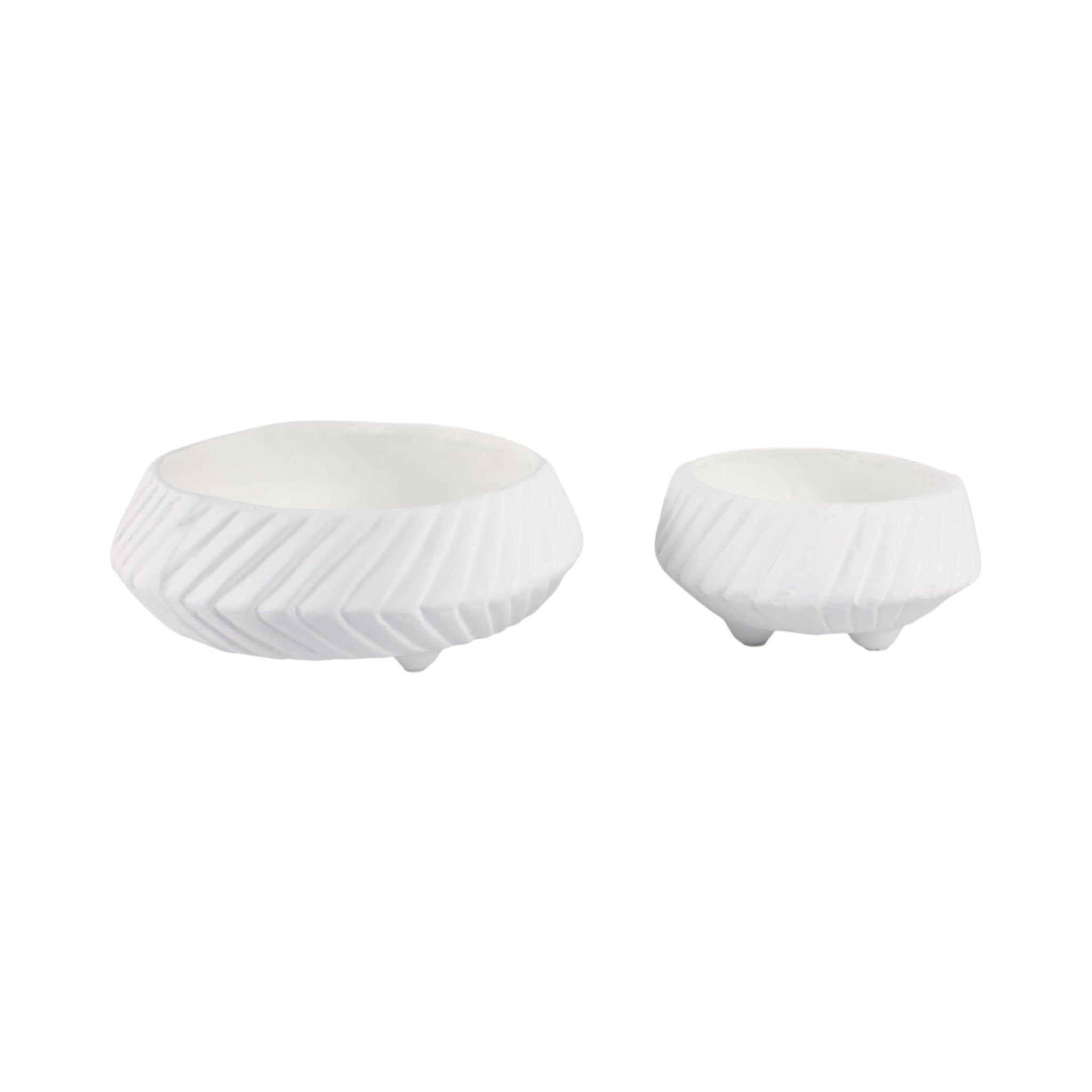 S/2 11/15" TAPERED ECOMIX BOWLS WITH LINES, WHITE Table Decors| Sagebrook Home