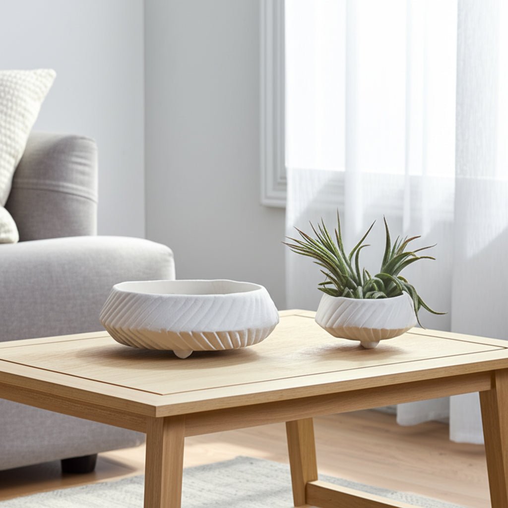 S/2 11/15" TAPERED ECOMIX BOWLS WITH LINES, WHITE Table Decors| Sagebrook Home