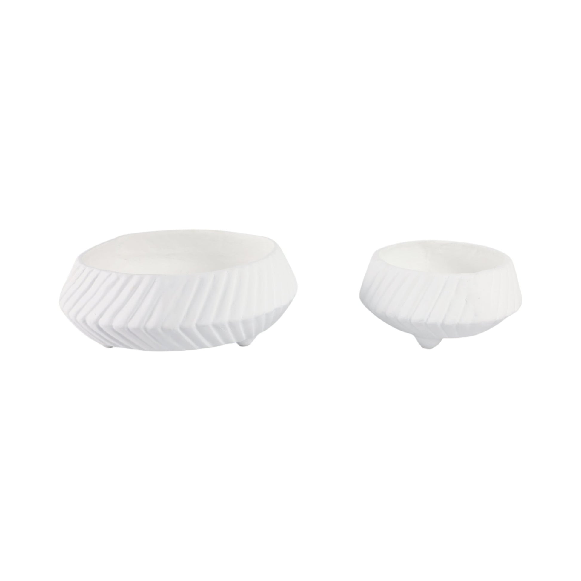 S/2 11/15" TAPERED ECOMIX BOWLS WITH LINES, WHITE Table Decors| Sagebrook Home