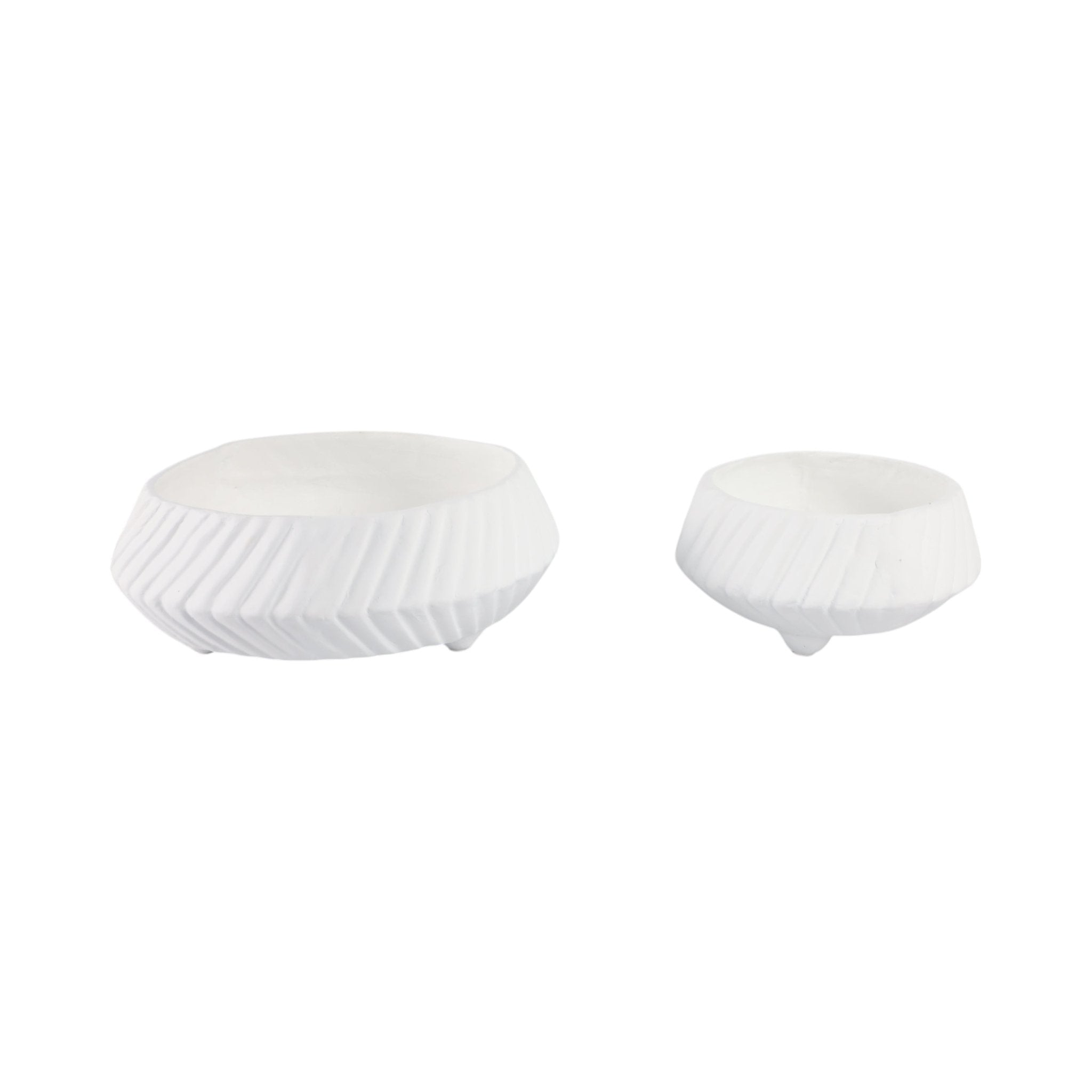 S/2 11/15" TAPERED ECOMIX BOWLS WITH LINES, WHITE Table Decors| Sagebrook Home