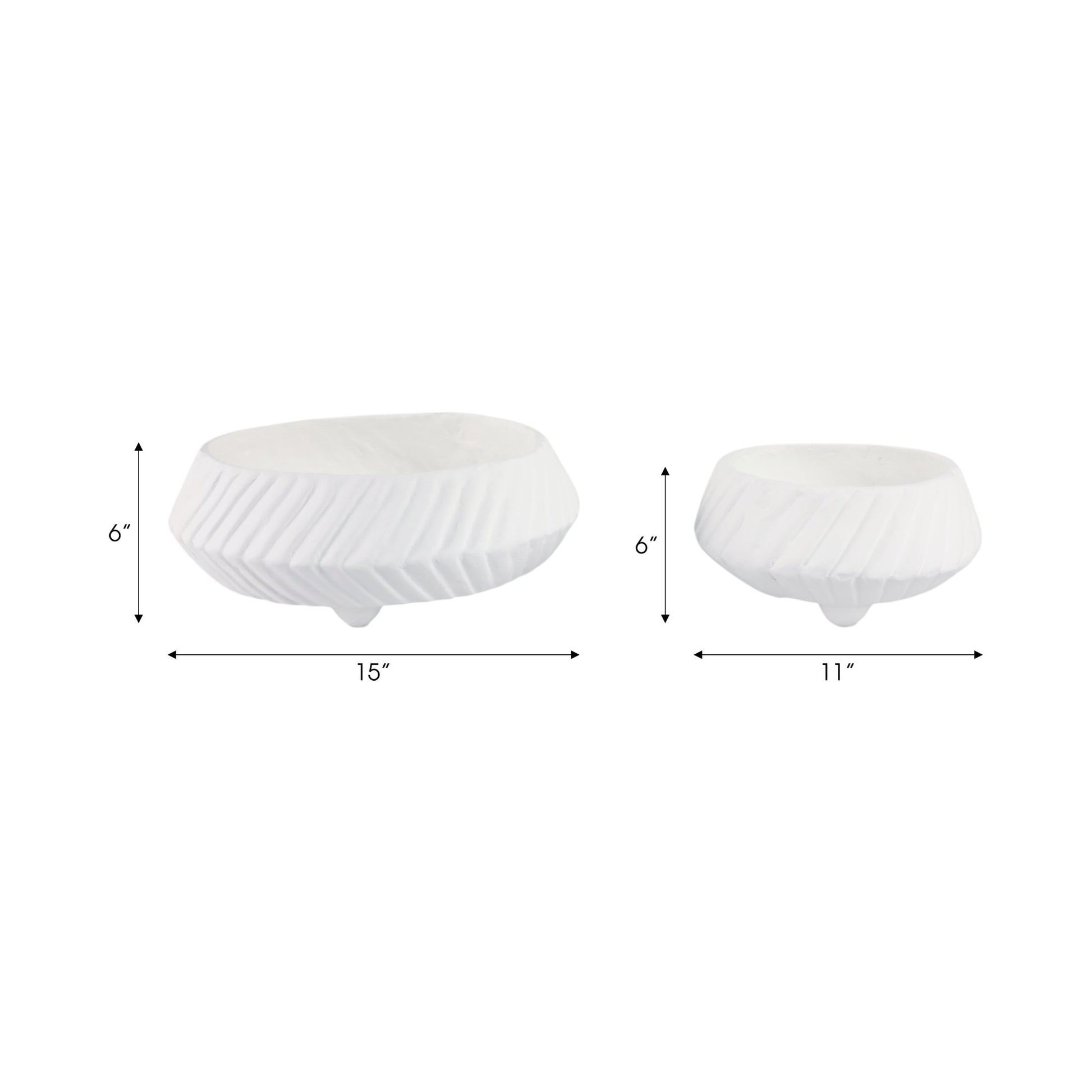 S/2 11/15" TAPERED ECOMIX BOWLS WITH LINES, WHITE Table Decors| Sagebrook Home