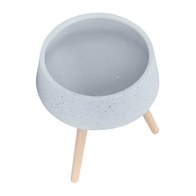 S/2 11/15" TERRAZZO PLANTER W/ WOOD LEGS, GRAY - Al Rugaib Furniture