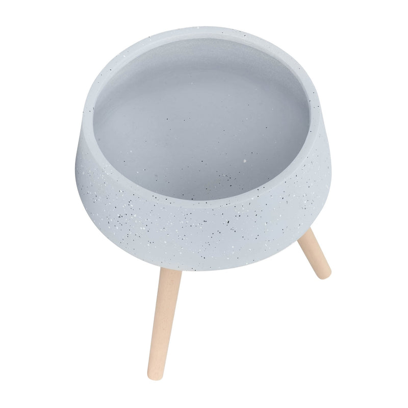 S/2 11/15" TERRAZZO PLANTER W/ WOOD LEGS, GRAY - Al Rugaib Furniture