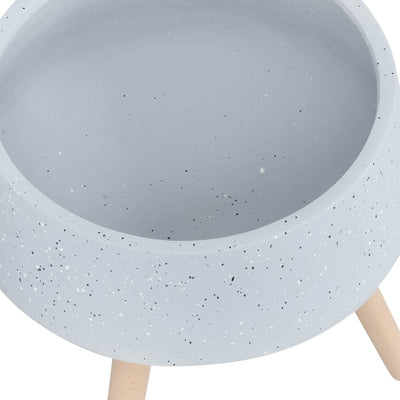 S/2 11/15" TERRAZZO PLANTER W/ WOOD LEGS, GRAY - Al Rugaib Furniture
