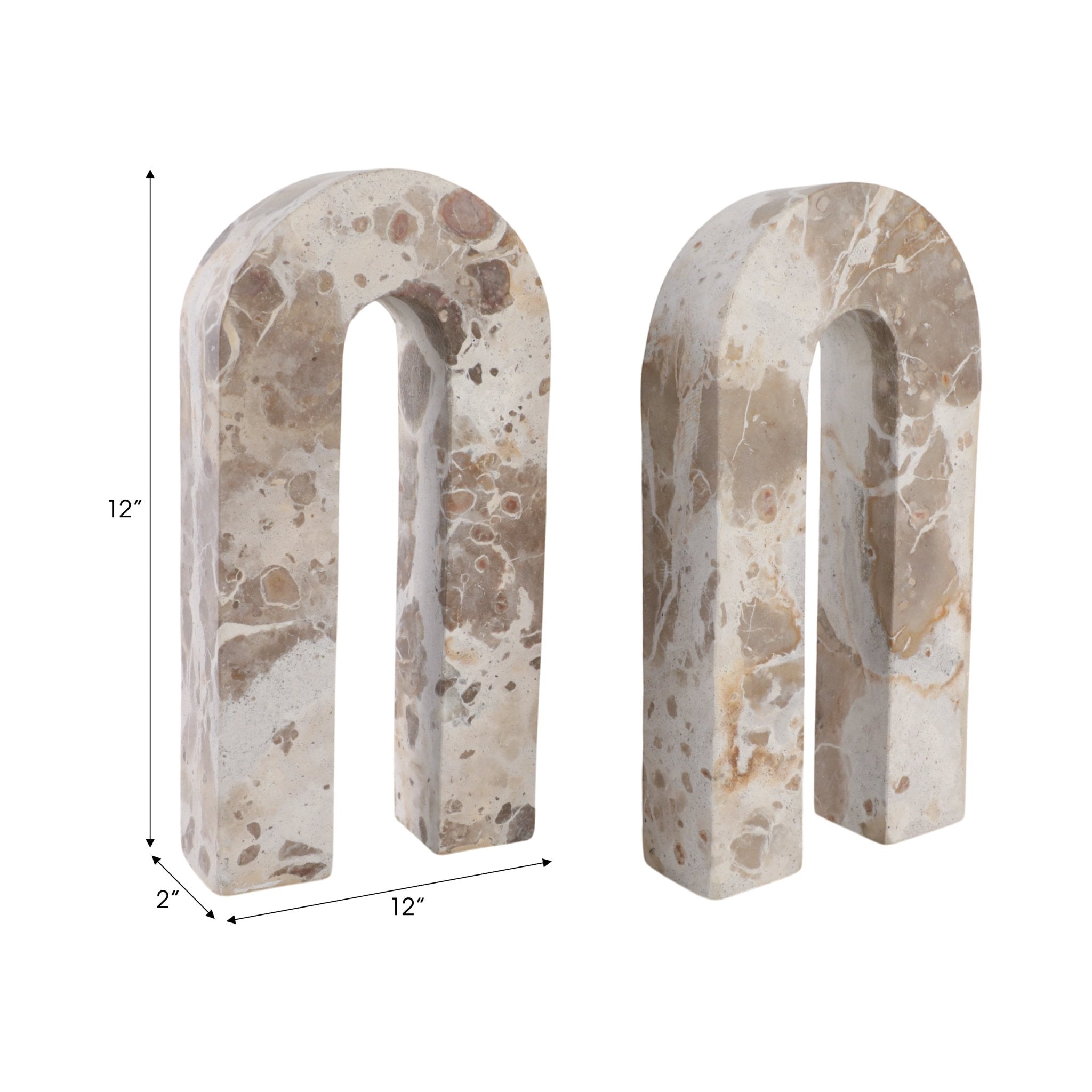 S/2 12" Pompano Beige Marble Arches Table Decors| Sagebrook Home