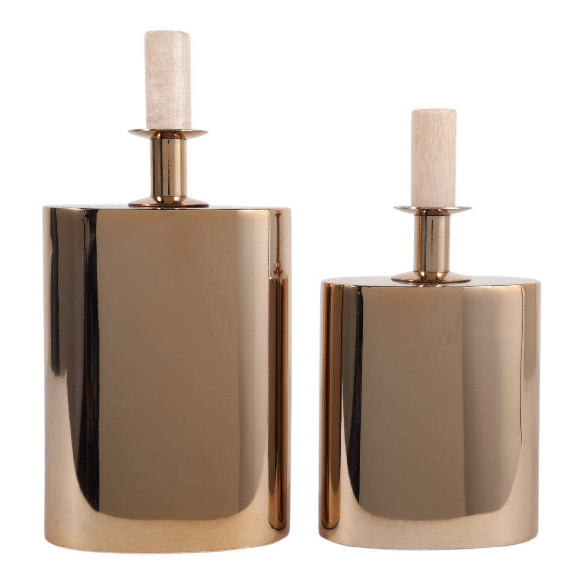 S/2 12/14" CASTALIA GOLD METAL BOTTLES Table Decors| Sagebrook Home
