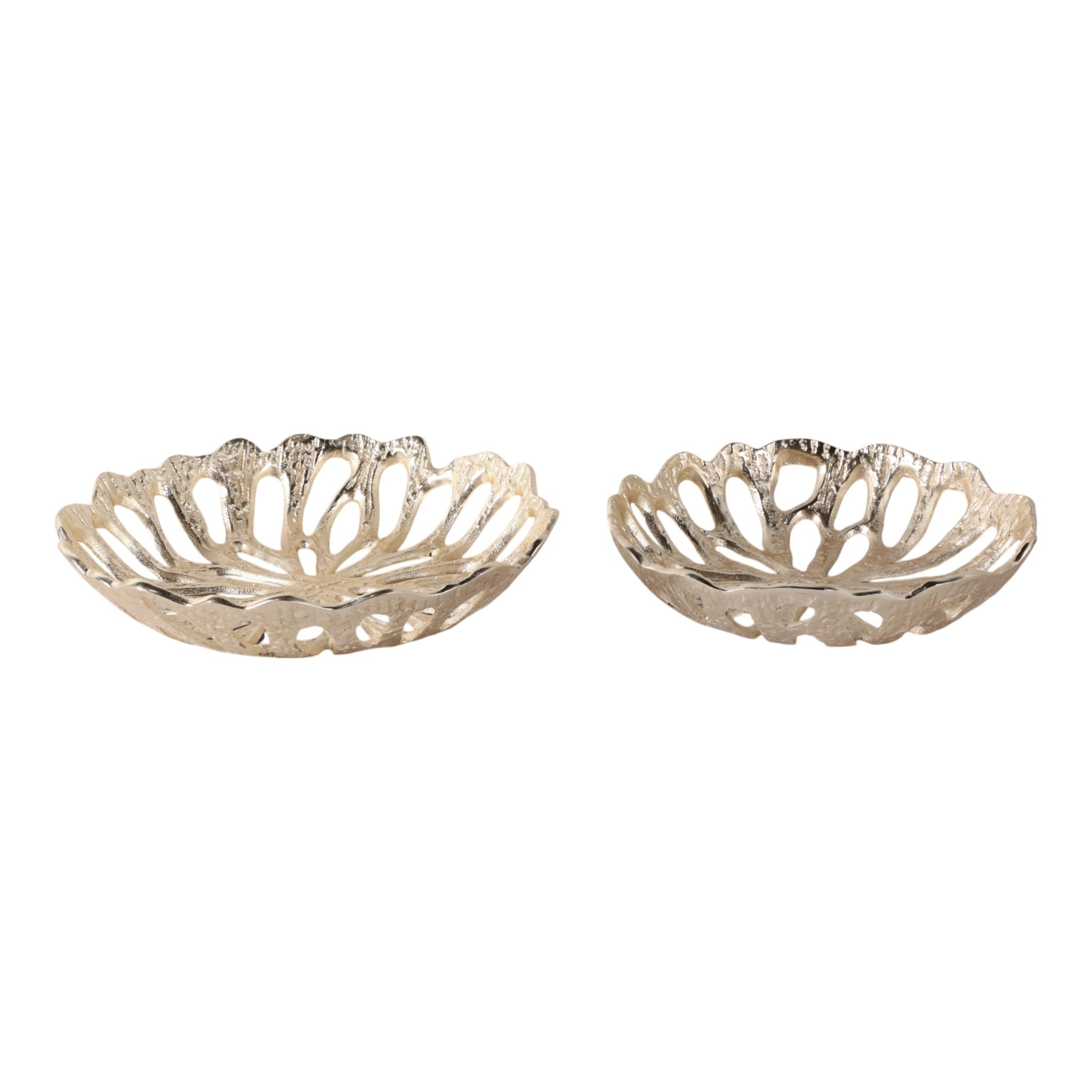 S/2 12/14" Metal Cut-out Flower Bowls, Gold Bowl| Sagebrook Home