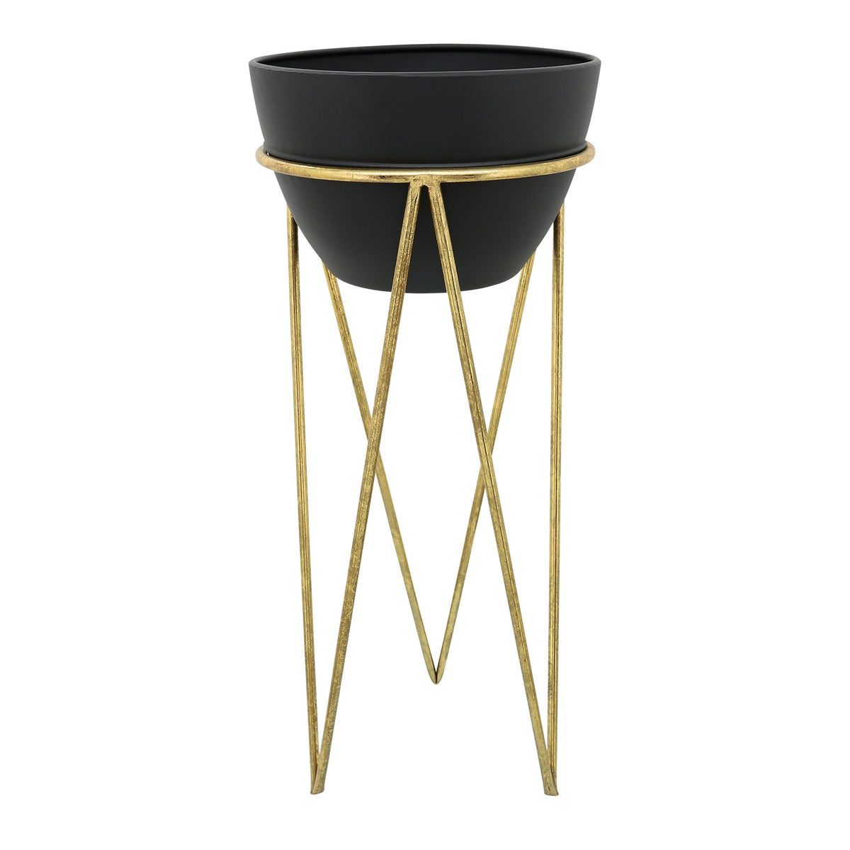 S/2 12/14" METAL PLANTER, BLK/GLD Outdoor Planters| Sagebrook Home